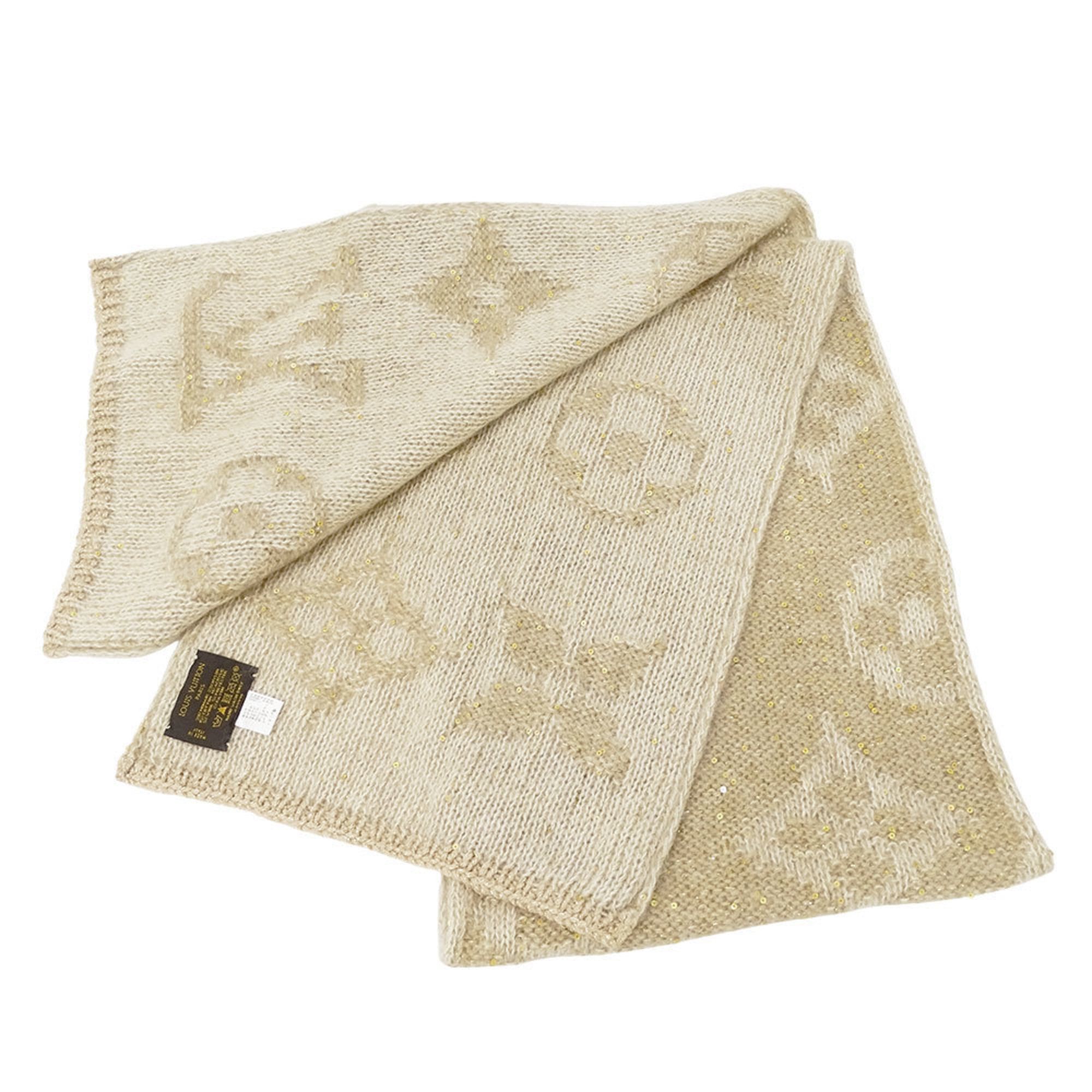 Louis Vuitton Louis Vuitton Women's Scarf, Mohair with Echarpe Monogram Glitter, Beige, M74741, Winter, Stylish, Sequins, Logo Size ONE SIZE - 2 Thumbnail