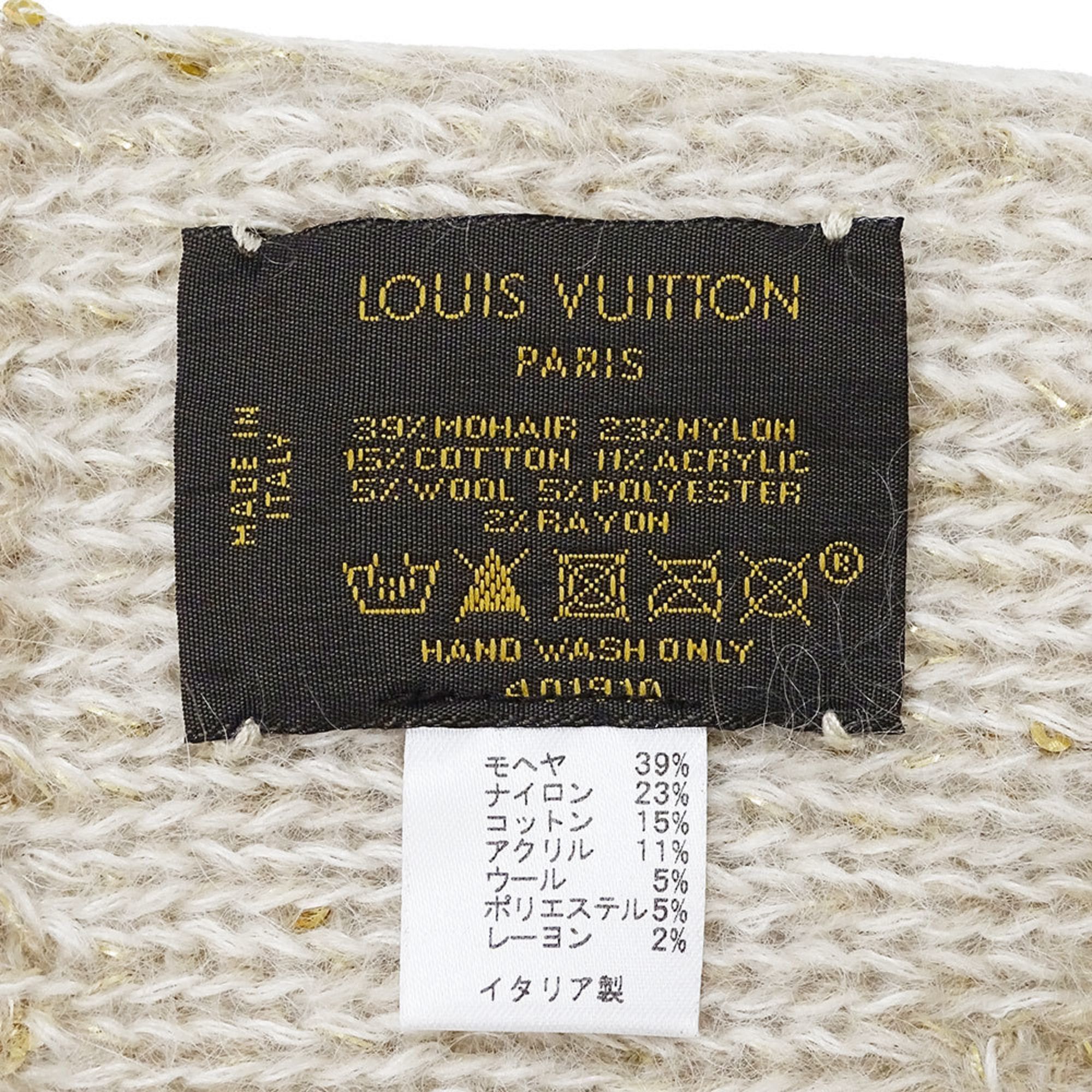 Louis Vuitton Louis Vuitton Women's Scarf, Mohair with Echarpe Monogram Glitter, Beige, M74741, Winter, Stylish, Sequins, Logo Size ONE SIZE - 4 Thumbnail
