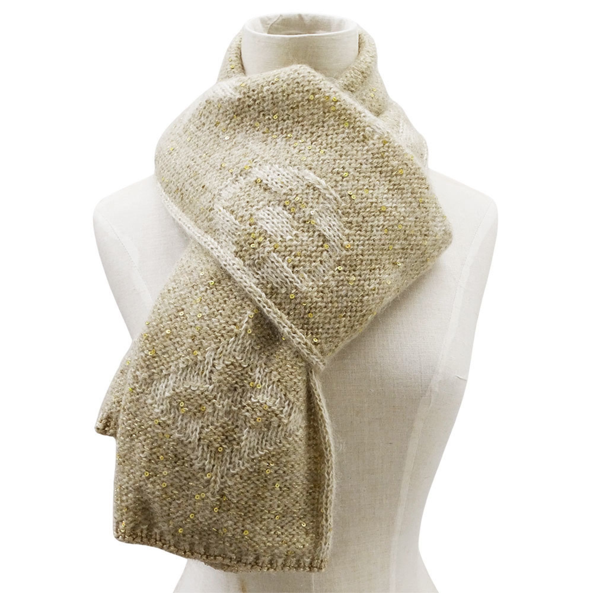 Louis Vuitton Louis Vuitton Women's Scarf, Mohair with Echarpe Monogram Glitter, Beige, M74741, Winter, Stylish, Sequins, Logo Size ONE SIZE - 6 Thumbnail