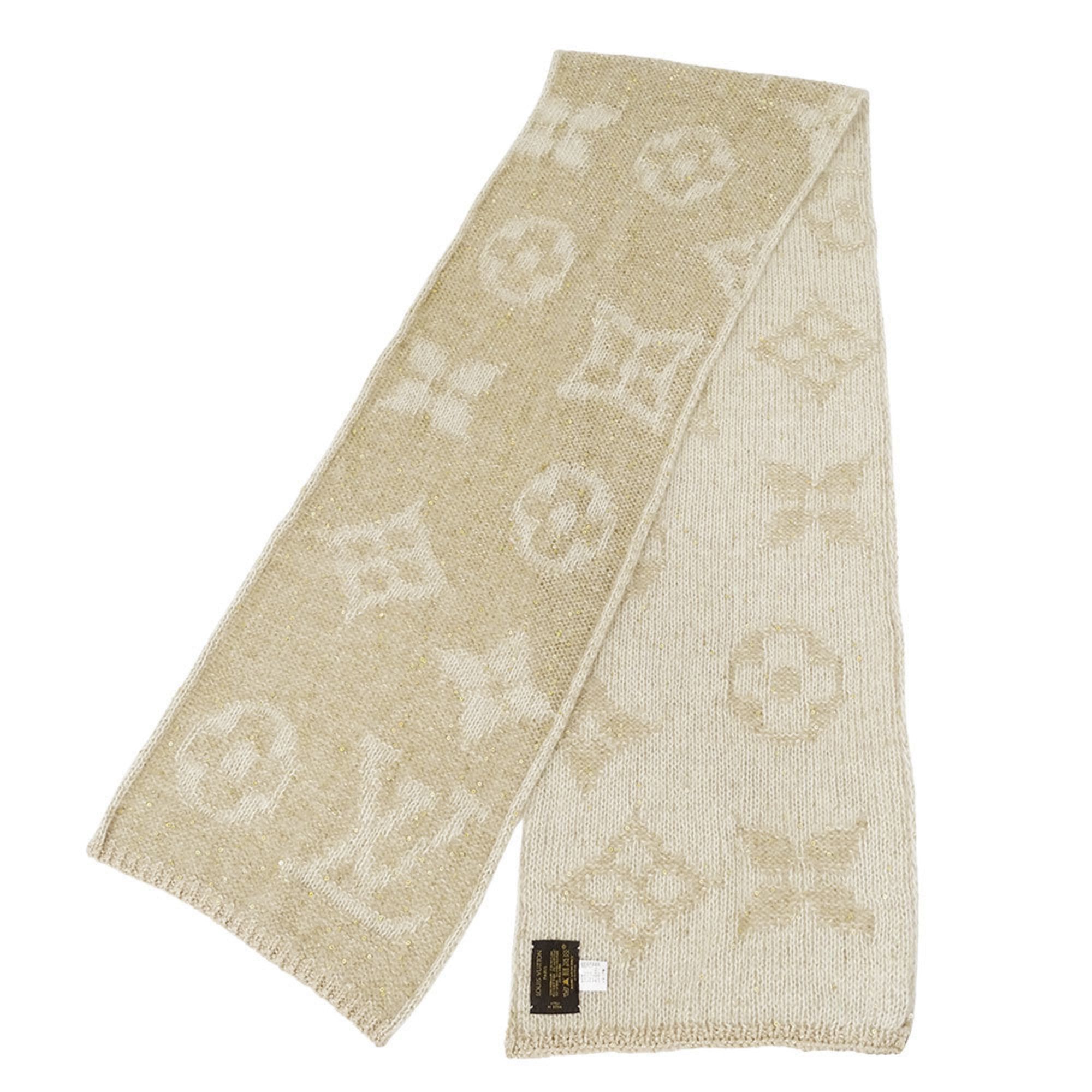 Louis Vuitton Louis Vuitton Women's Scarf, Mohair with Echarpe Monogram Glitter, Beige, M74741, Winter, Stylish, Sequins, Logo Size ONE SIZE - 3 Thumbnail