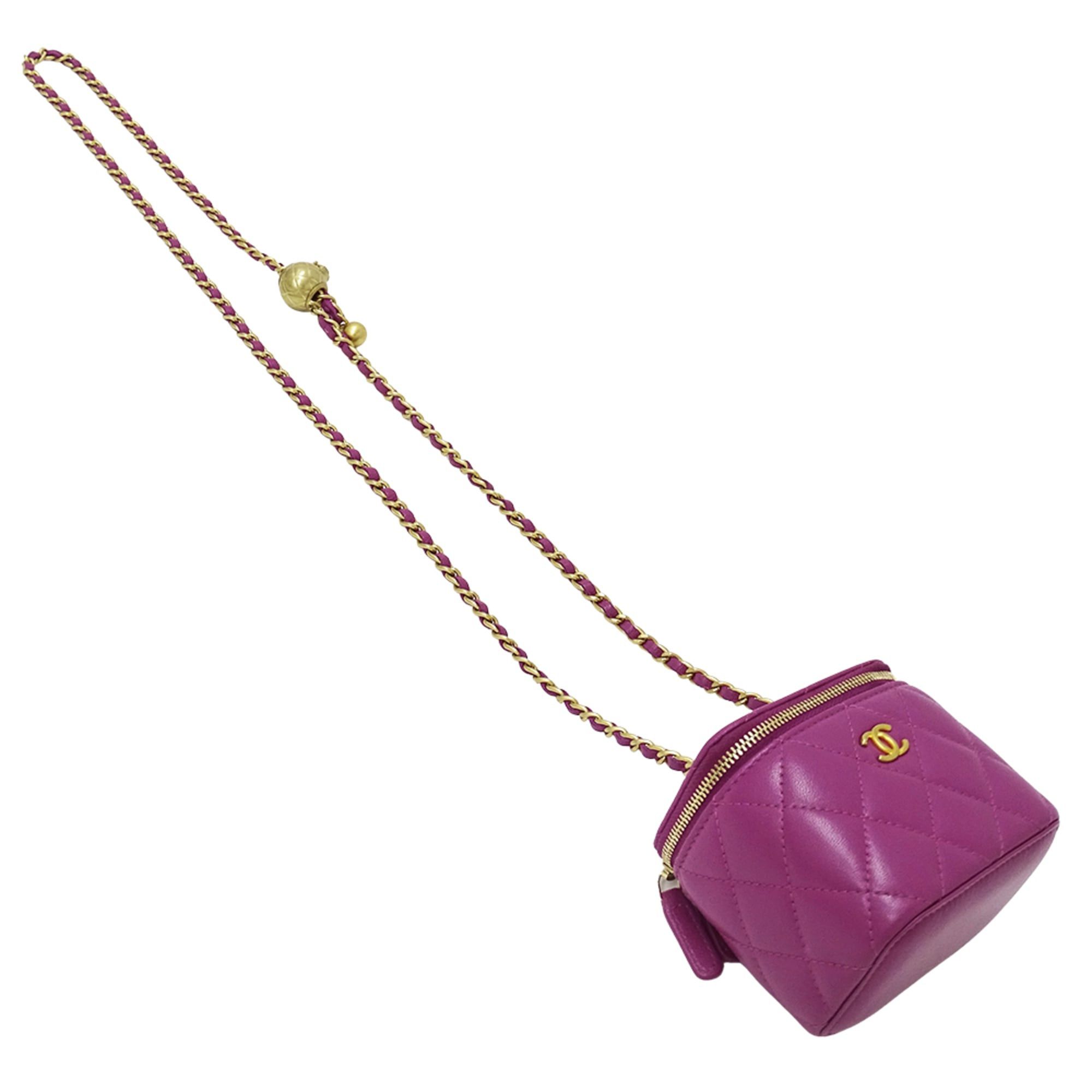 Chanel CHANEL Matelasse Coco Ball Handbag, Women's Brand, Shoulder Bag, Vanity Purple Lambskin, Gold Hardware, Chain Mini Bag Size ONE SIZE - 4 Thumbnail