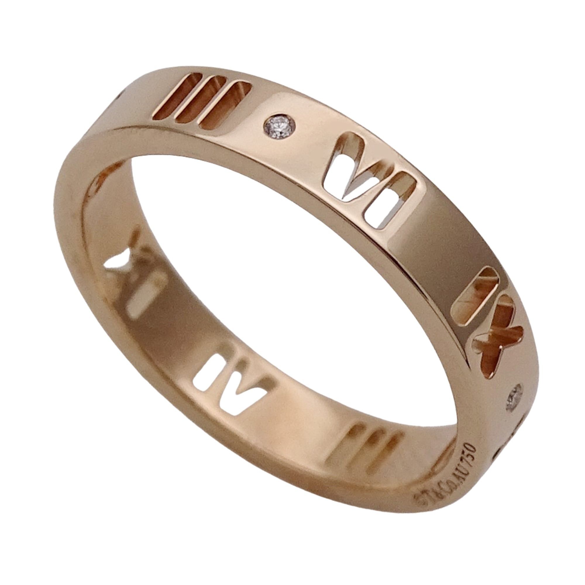 Tiffany & Co. Tiffany & Co. Women's Atlas Pierced Ring, 750PG, 4-Piece Diamond, Pink Gold, Polished Size ONE SIZE - 4 Thumbnail