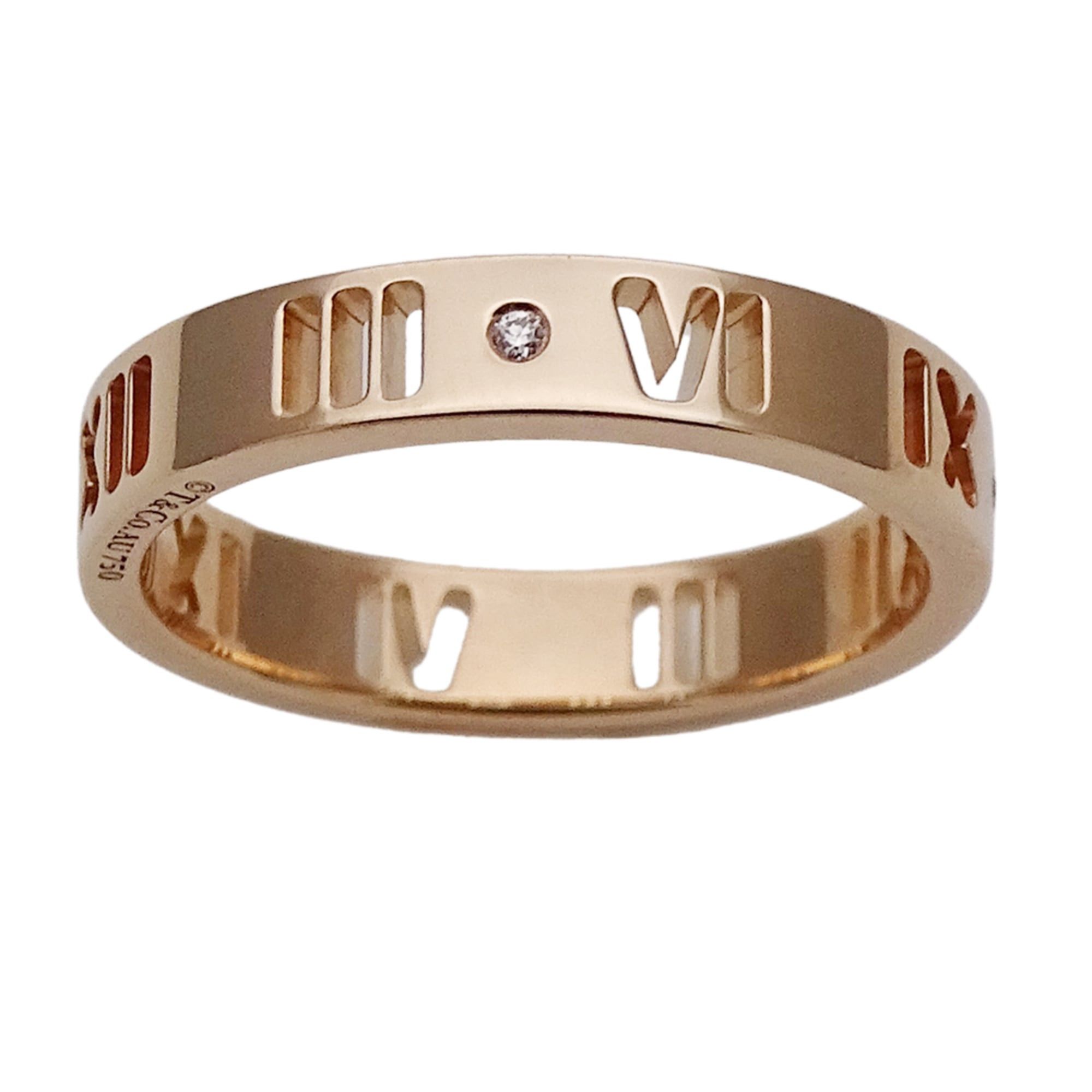 Tiffany & Co. Tiffany & Co. Women's Atlas Pierced Ring, 750PG, 4-Piece Diamond, Pink Gold, Polished Size ONE SIZE - 2 Thumbnail
