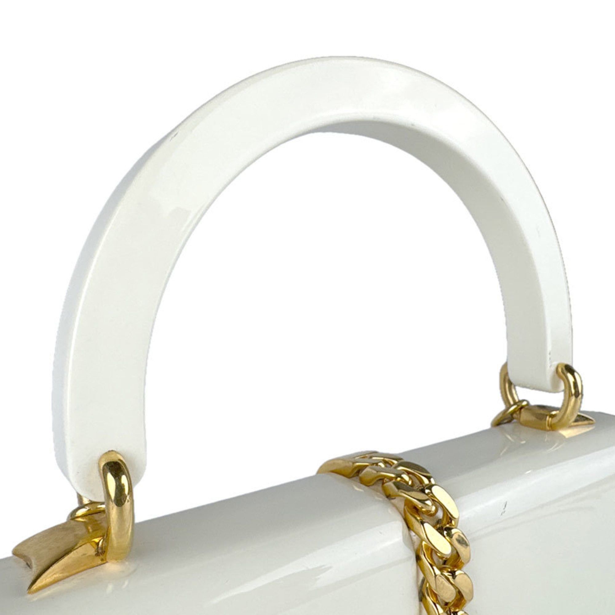 Gucci Gucci Sylvie 1969 handbag/shoulder bag in acrylic and metal, ivory, women's, 589482, free shipping, z8898 Size ONE SIZE - 10 Thumbnail