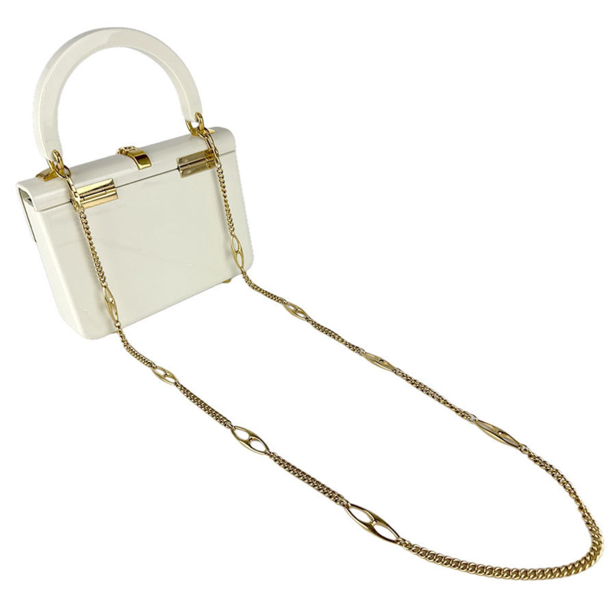 Gucci Gucci Sylvie 1969 handbag/shoulder bag in acrylic and metal, ivory, women's, 589482, free shipping, z8898 Size ONE SIZE - 11 Thumbnail