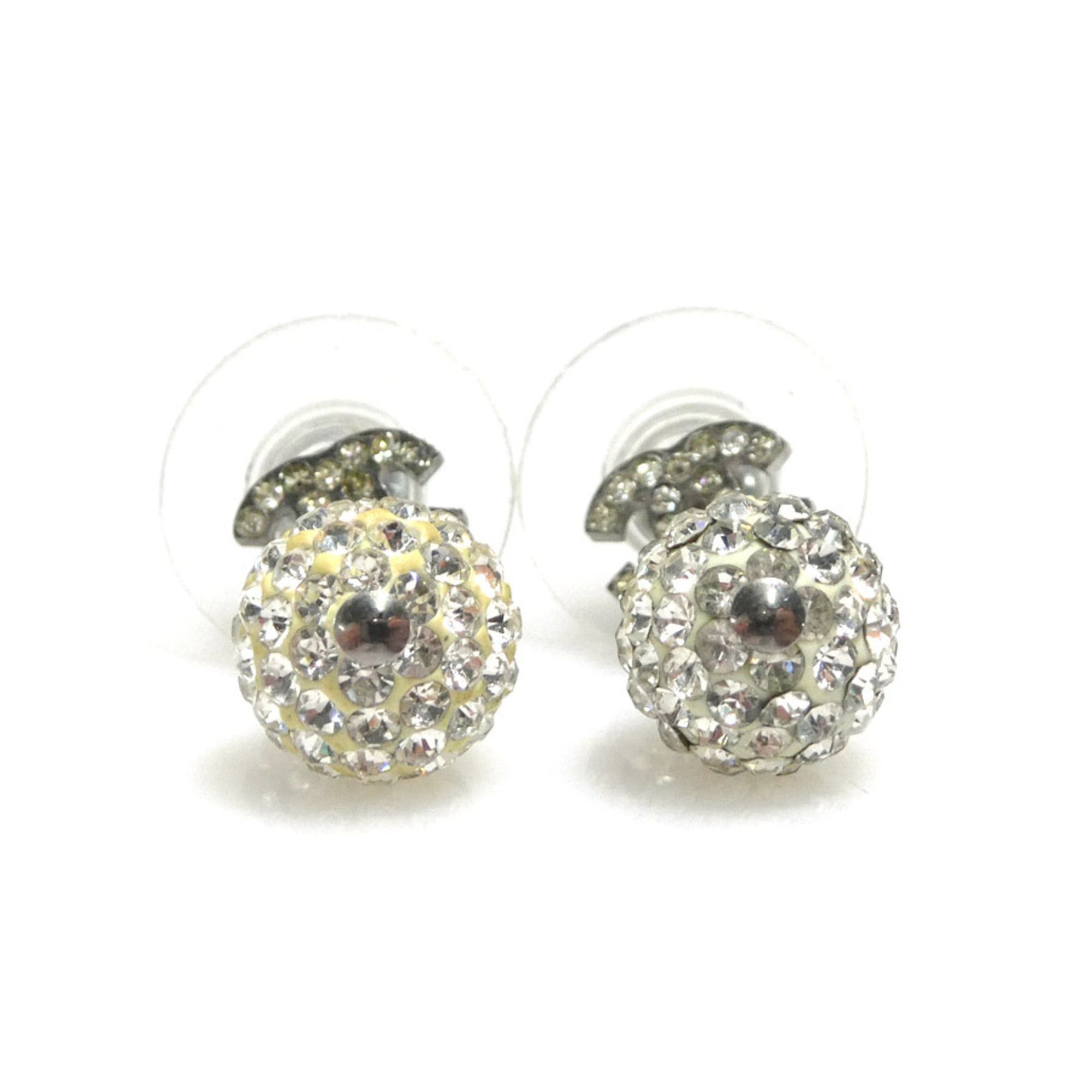 Chanel CHANEL Metal Rhinestone Earrings, Silver, Women's, Free Shipping, H32005k Size ONE SIZE - 3 Thumbnail