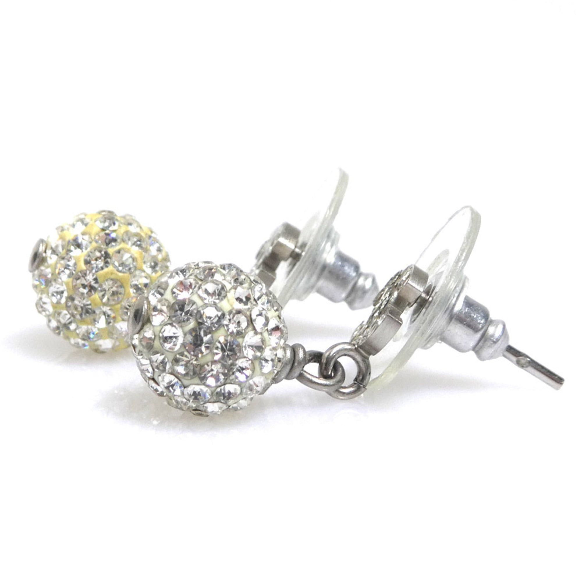 Chanel CHANEL Metal Rhinestone Earrings, Silver, Women's, Free Shipping, H32005k Size ONE SIZE - 4 Thumbnail