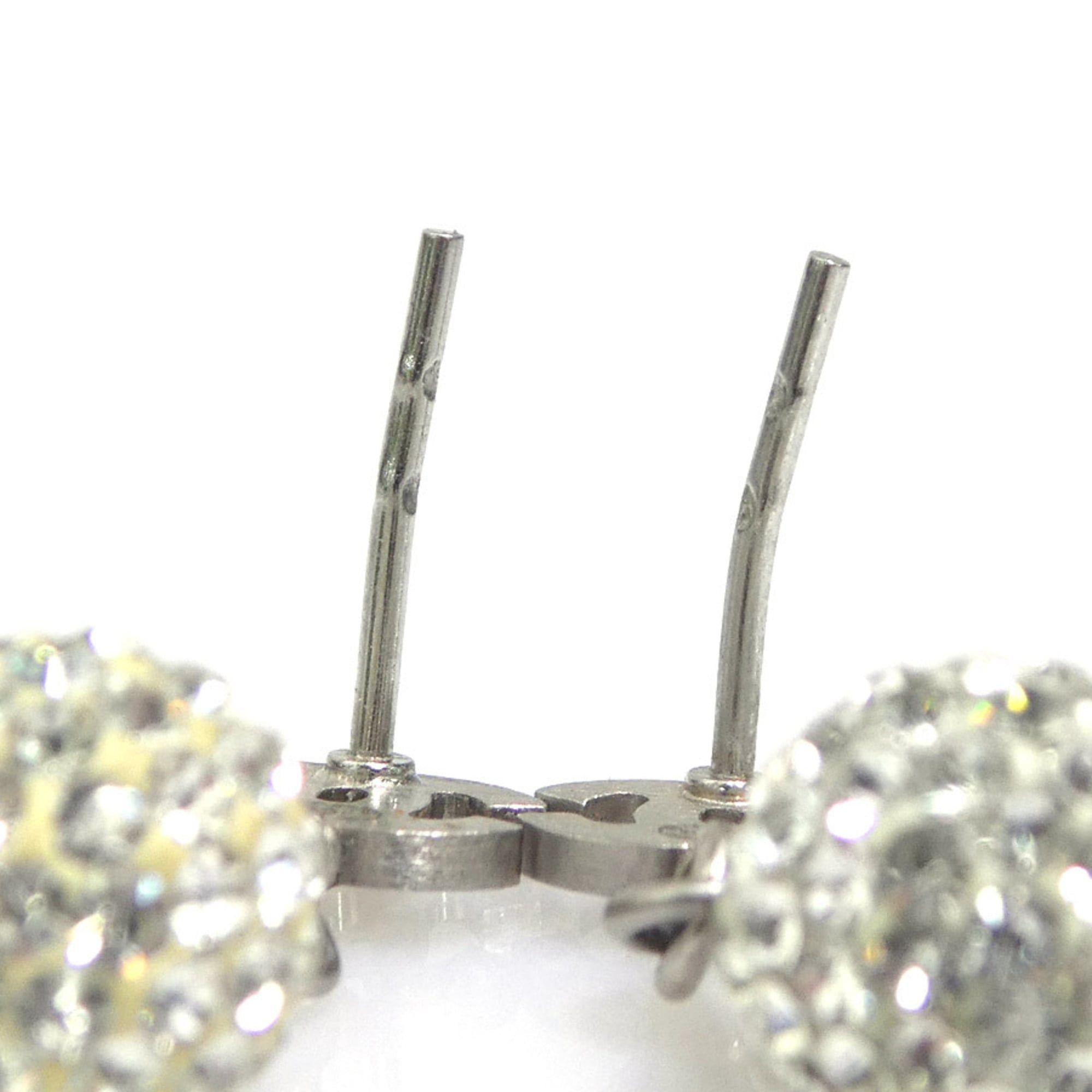 Chanel CHANEL Metal Rhinestone Earrings, Silver, Women's, Free Shipping, H32005k Size ONE SIZE - 6 Thumbnail
