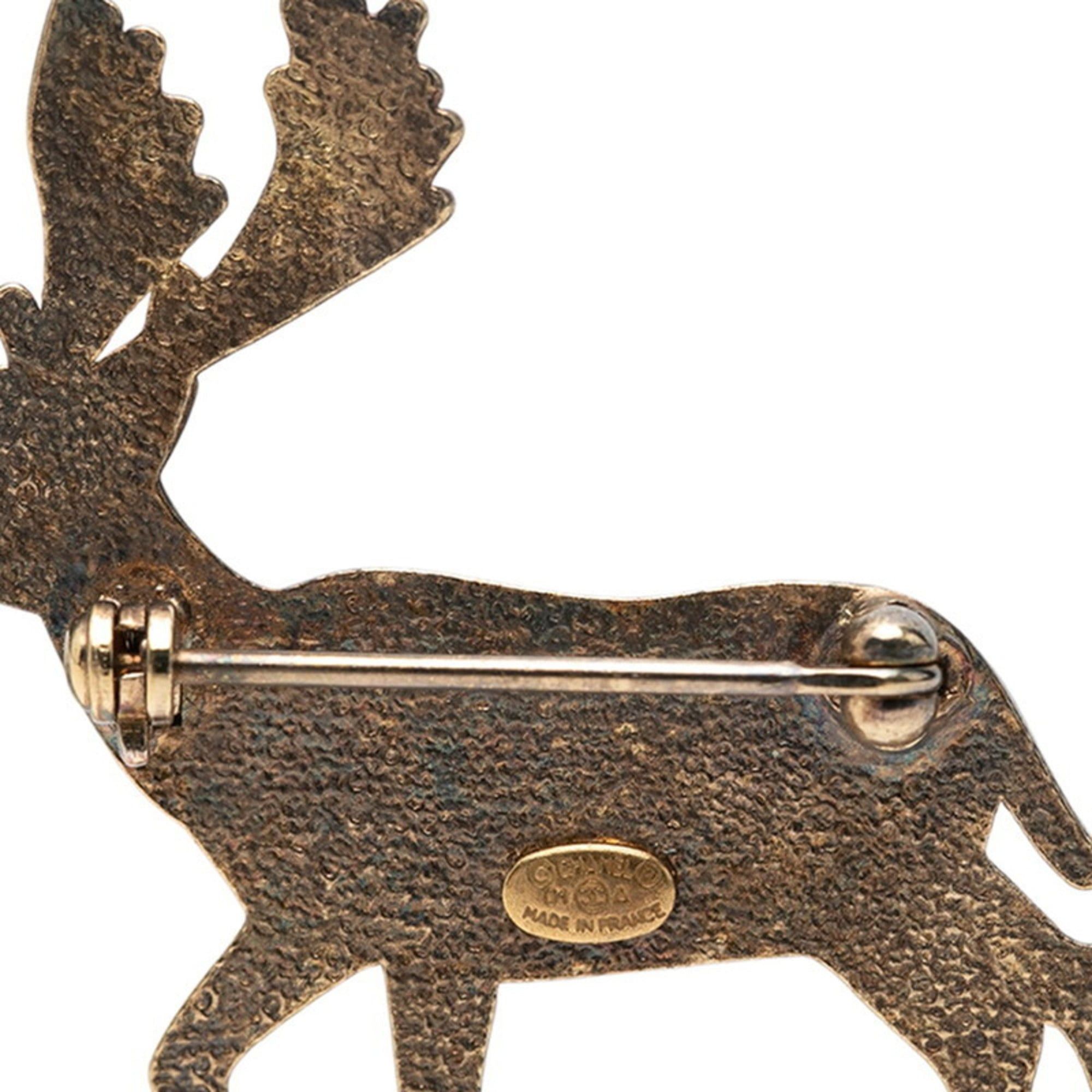 Chanel Chanel Coco Mark Reindeer Brooch, Gold Plated with Faux Pearls, Women's Size ONE SIZE - 3 Thumbnail