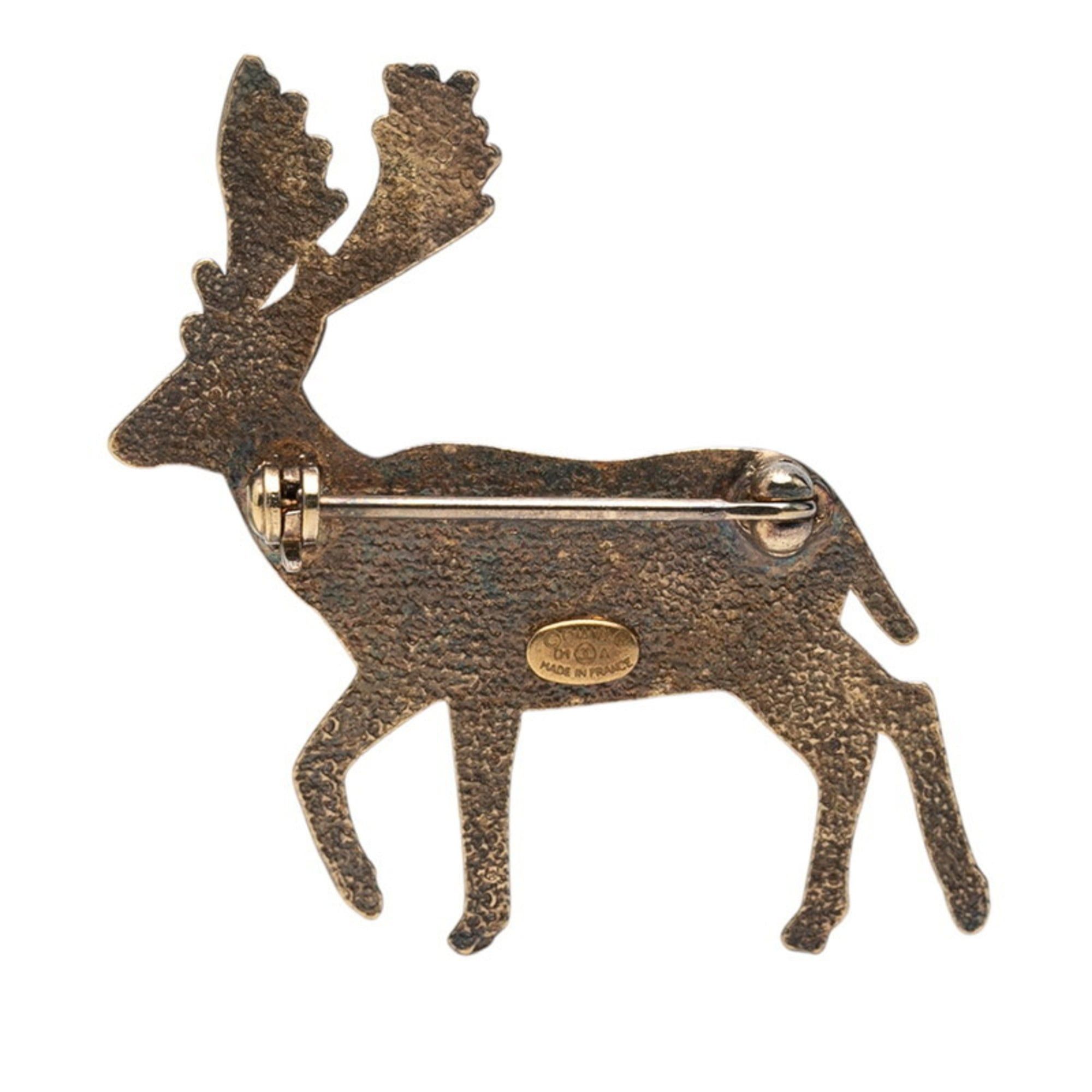 Chanel Chanel Coco Mark Reindeer Brooch, Gold Plated with Faux Pearls, Women's Size ONE SIZE - 2 Thumbnail