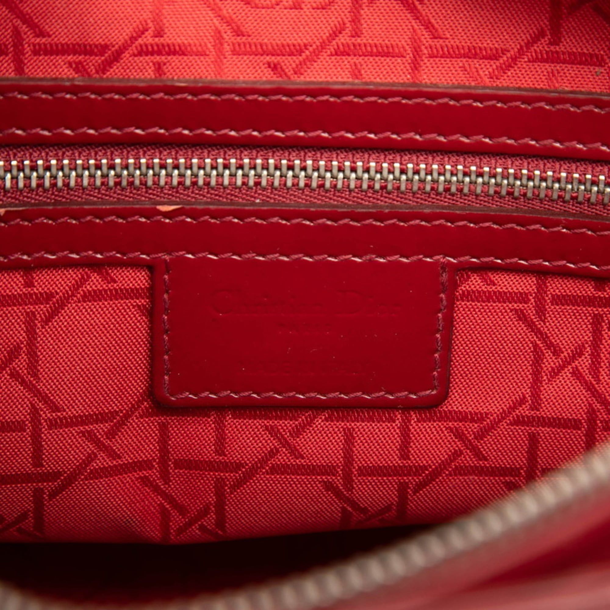 Dior Christian Dior Dior Cannage Lady Large Handbag/Shoulder Bag, 2-Way, Red Enamel, Women's, Size ONE SIZE - 5 Thumbnail