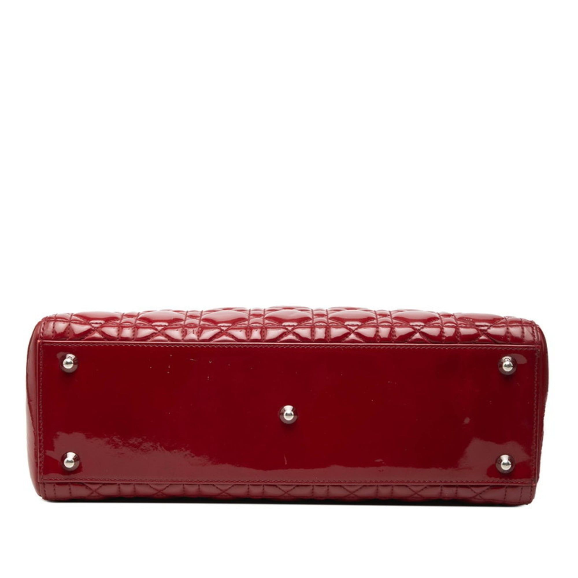 Dior Christian Dior Dior Cannage Lady Large Handbag/Shoulder Bag, 2-Way, Red Enamel, Women's, Size ONE SIZE - 3 Thumbnail