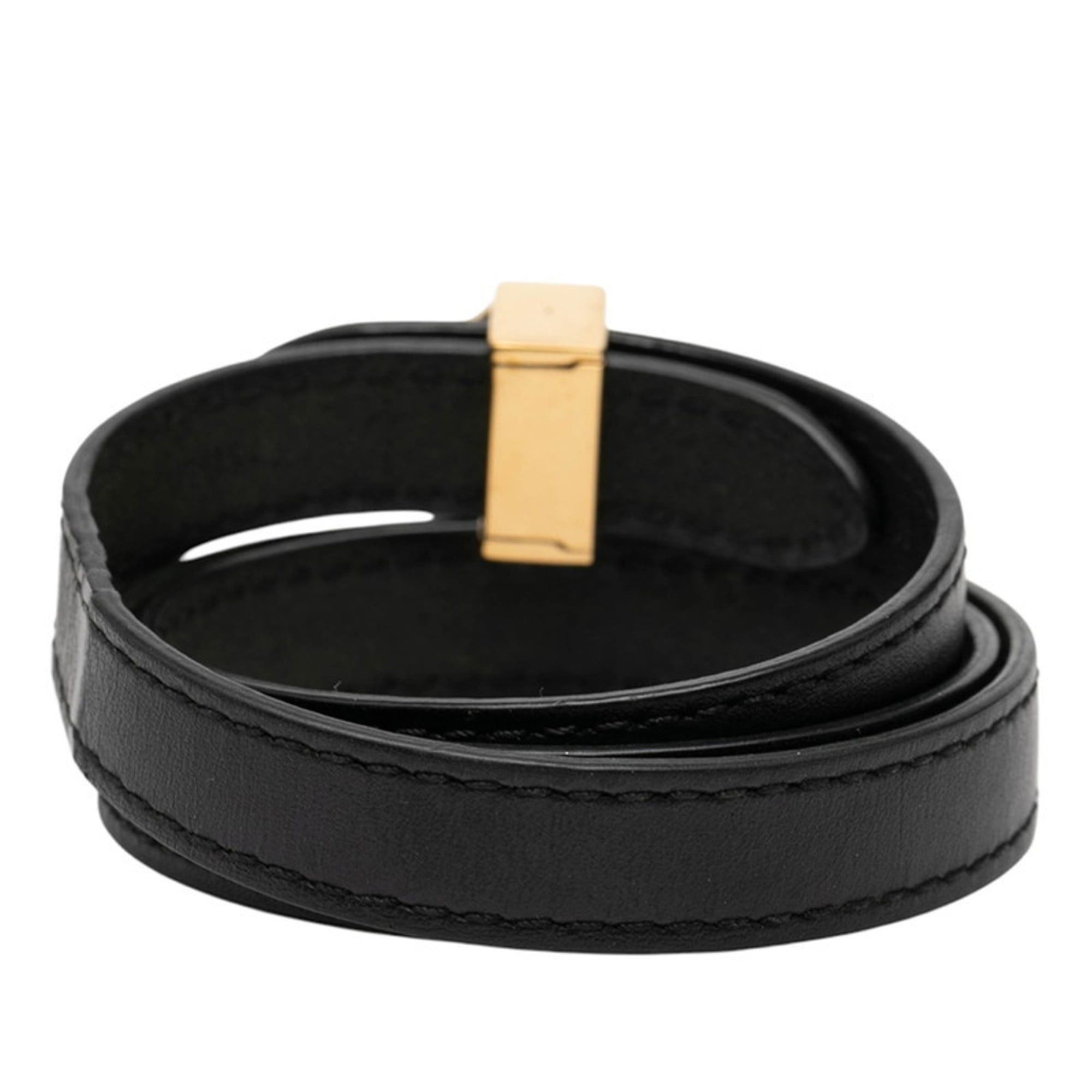 Louis Vuitton Louis Vuitton Boxed Bracelet, Size 17, M6033, Black Leather, Women's, LOUIS VUITTON Size ONE SIZE - 3 Thumbnail