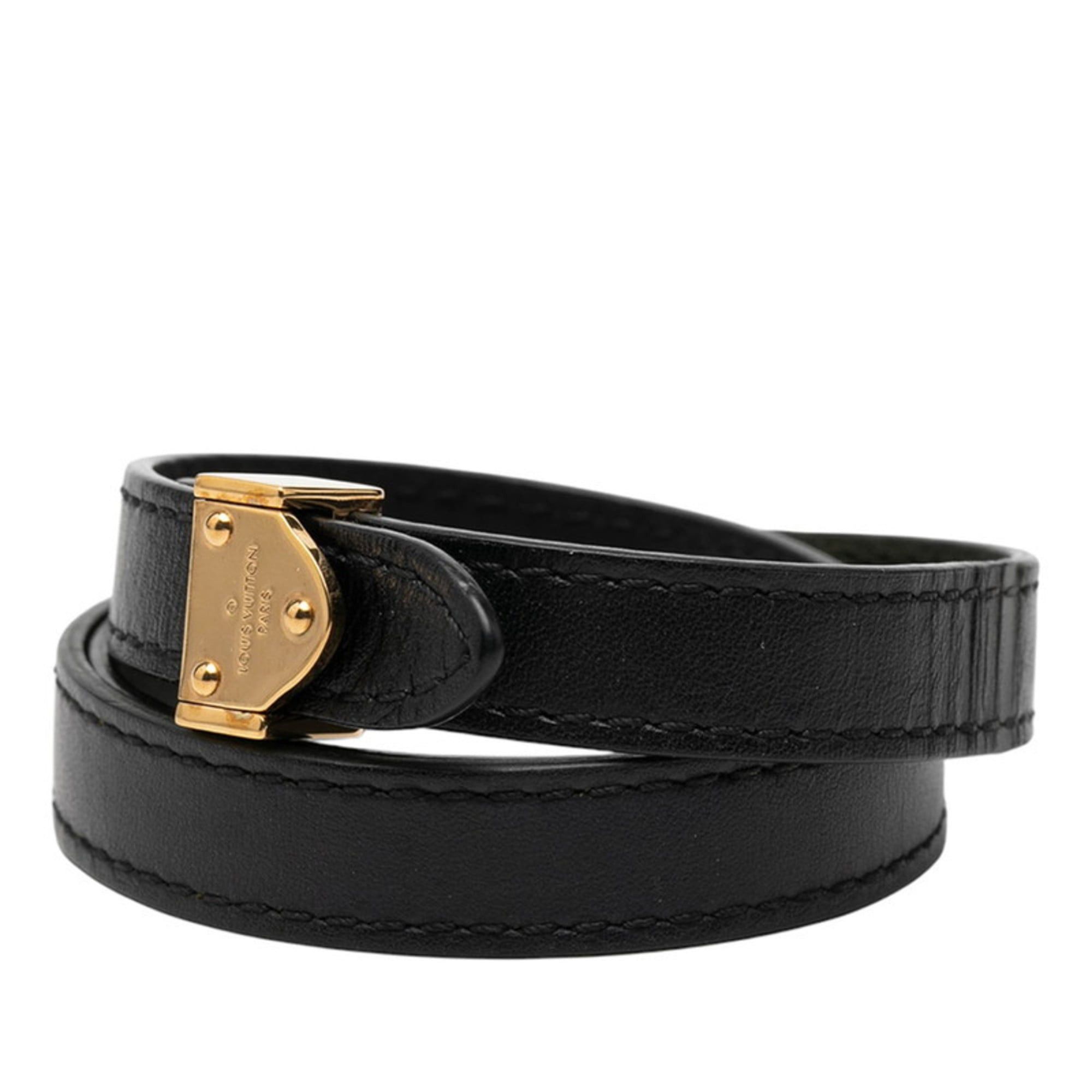 Louis Vuitton Louis Vuitton Boxed Bracelet, Size 17, M6033, Black Leather, Women's, LOUIS VUITTON Size ONE SIZE - 2 Thumbnail