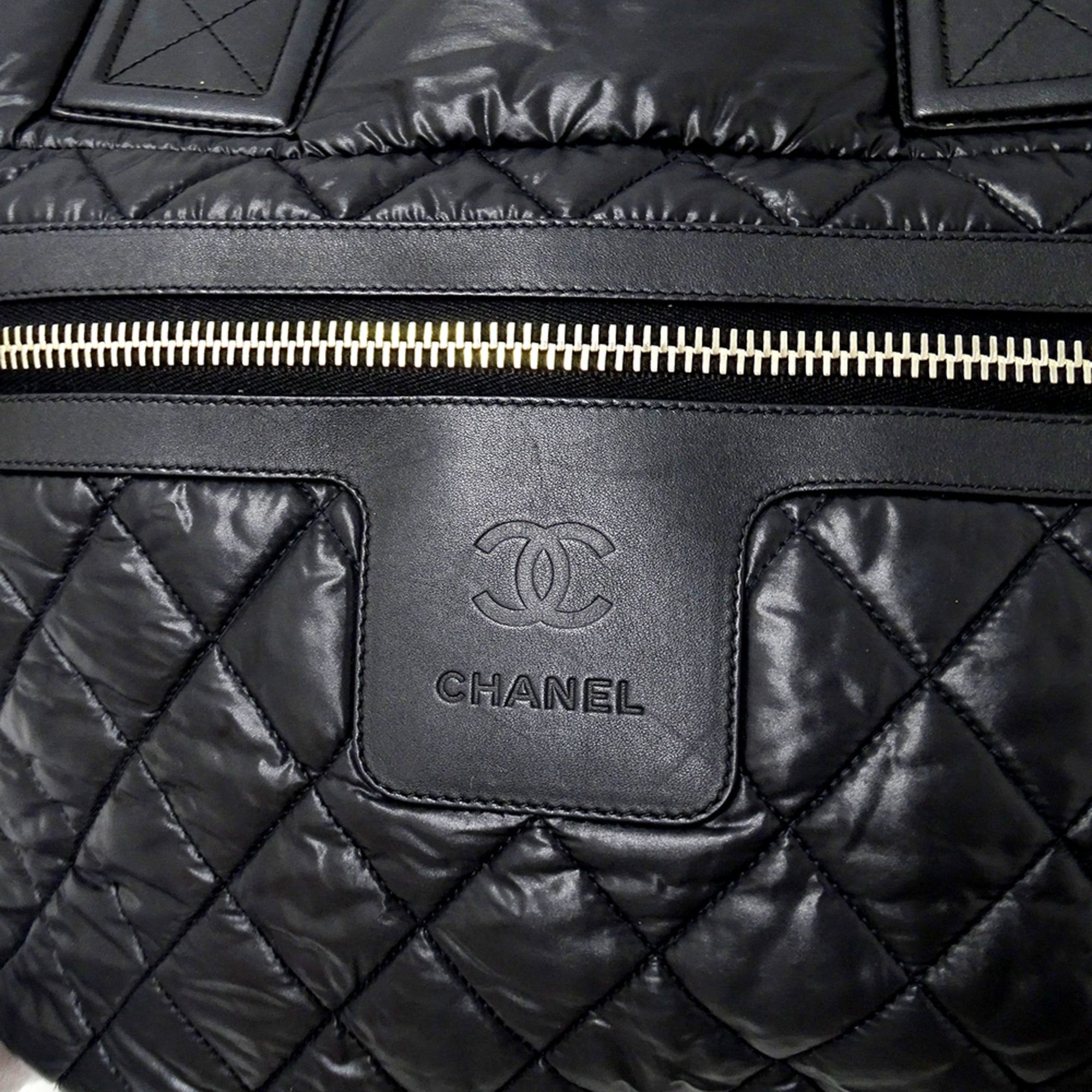 Chanel CHANEL Coco Cocoon Tote MM Handbag, Women's, Black Nylon Bag with Silver Hardware, A48611 Size ONE SIZE - 10 Thumbnail