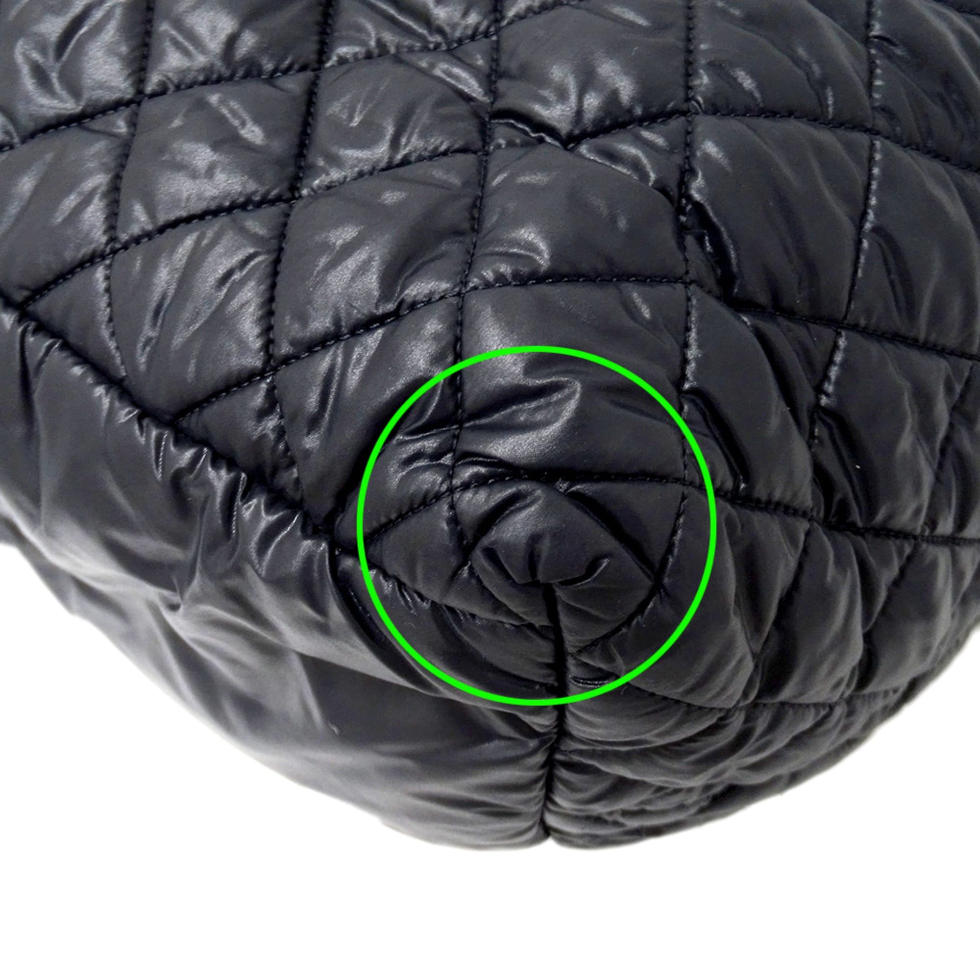 Chanel CHANEL Coco Cocoon Tote MM Handbag, Women's, Black Nylon Bag with Silver Hardware, A48611 Size ONE SIZE - 14 Thumbnail