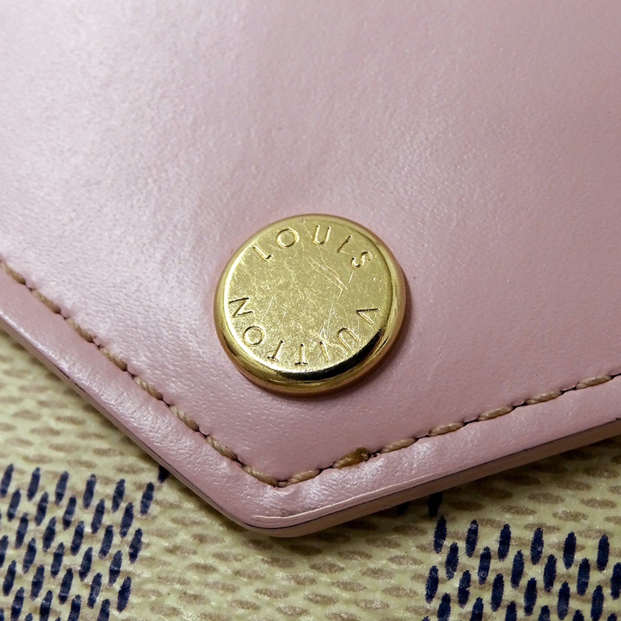 Louis Vuitton Louis Vuitton Damier Azur Tri-fold Wallet for Women, Portefeuille Zoe Rose Ballerine N60168, Pink and White, Mini Size ONE SIZE - 11 Thumbnail
