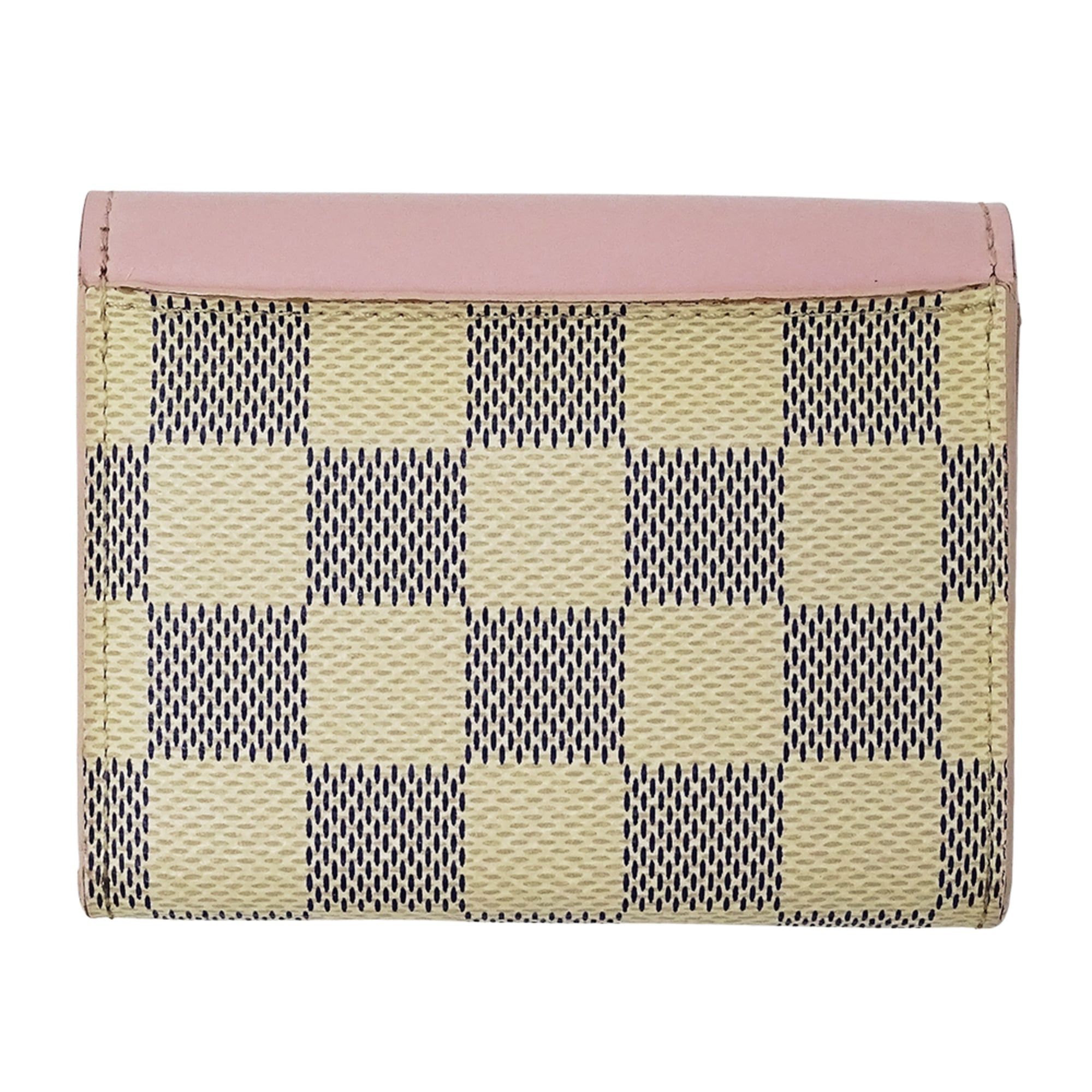 Louis Vuitton Louis Vuitton Damier Azur Tri-fold Wallet for Women, Portefeuille Zoe Rose Ballerine N60168, Pink and White, Mini Size ONE SIZE - 2 Thumbnail