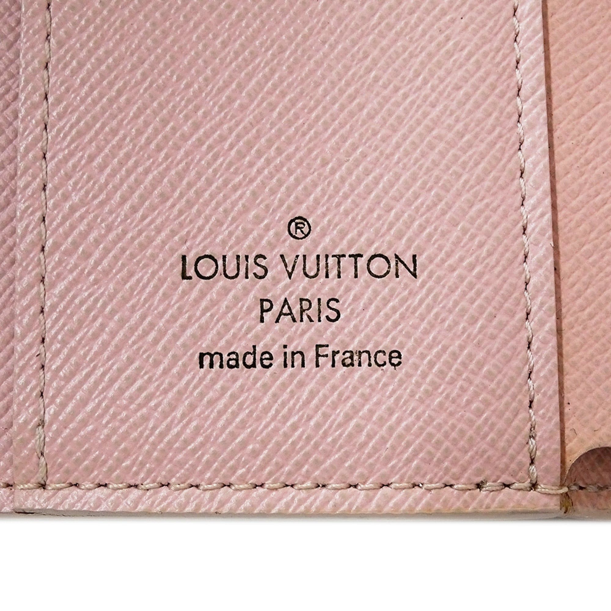 Louis Vuitton Louis Vuitton Damier Azur Tri-fold Wallet for Women, Portefeuille Zoe Rose Ballerine N60168, Pink and White, Mini Size ONE SIZE - 5 Thumbnail