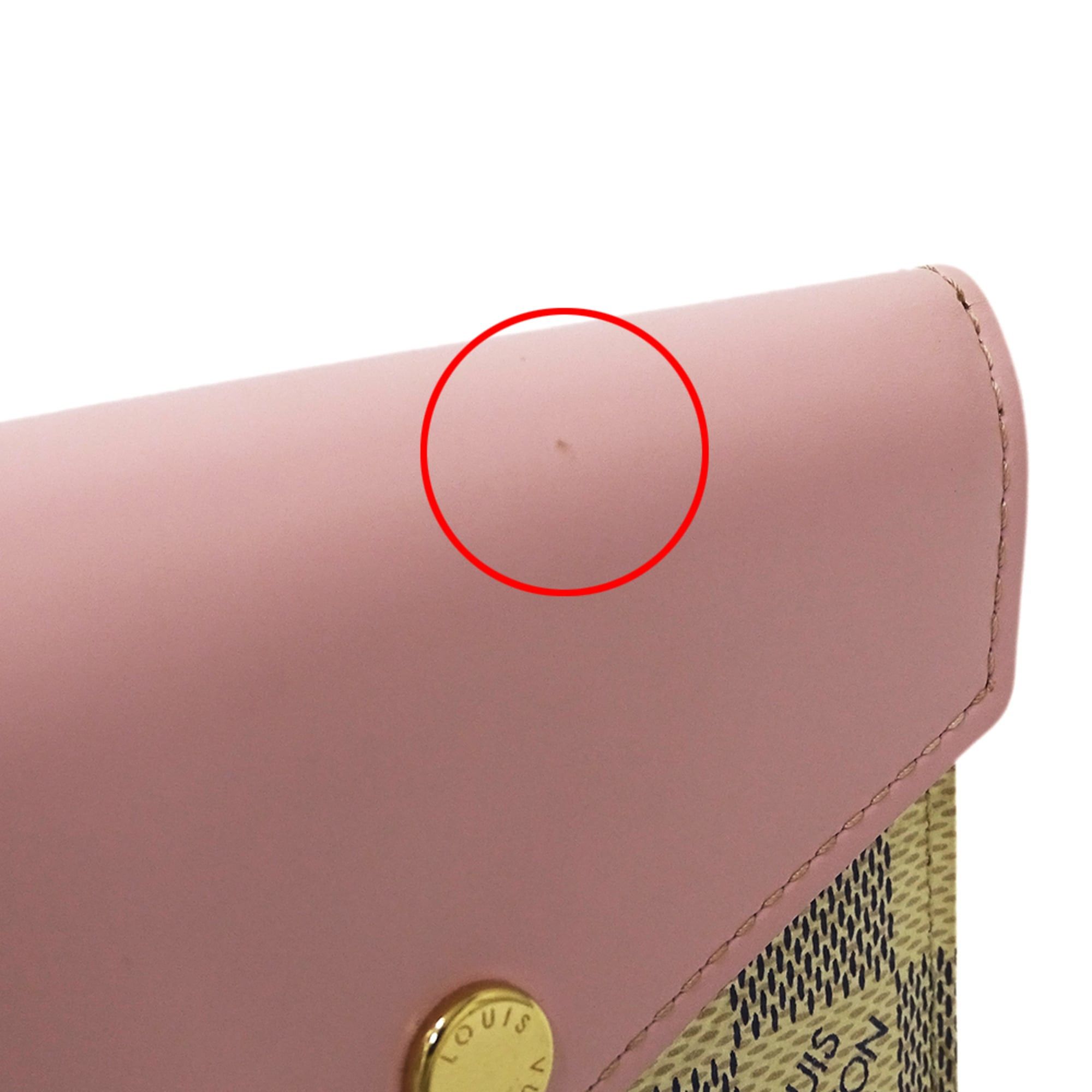 Louis Vuitton Louis Vuitton Damier Azur Tri-fold Wallet for Women, Portefeuille Zoe Rose Ballerine N60168, Pink and White, Mini Size ONE SIZE - 10 Thumbnail
