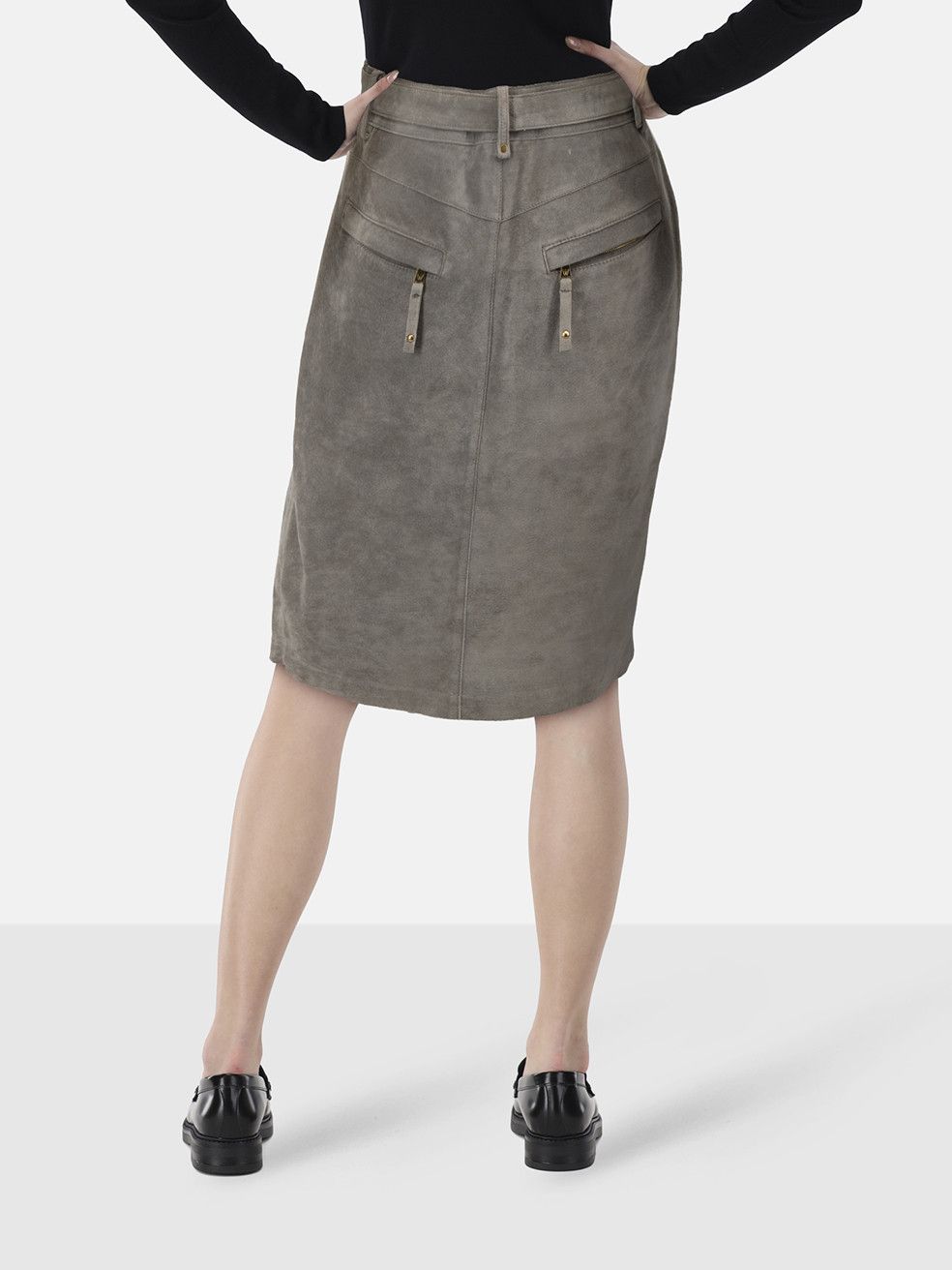 Max Mara Weekend Max Mara Grey Suede Belted Skirt Size 27" / US 4 / IT 40 - 2 Thumbnail