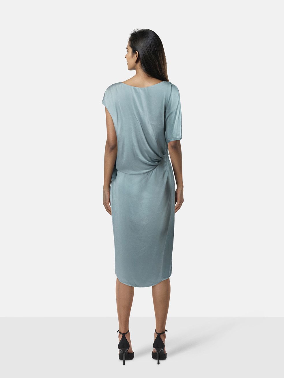 Fendi Blue Silk Asymmetric Dress Size M / US 6-8 / IT 42-44 - 2 Thumbnail