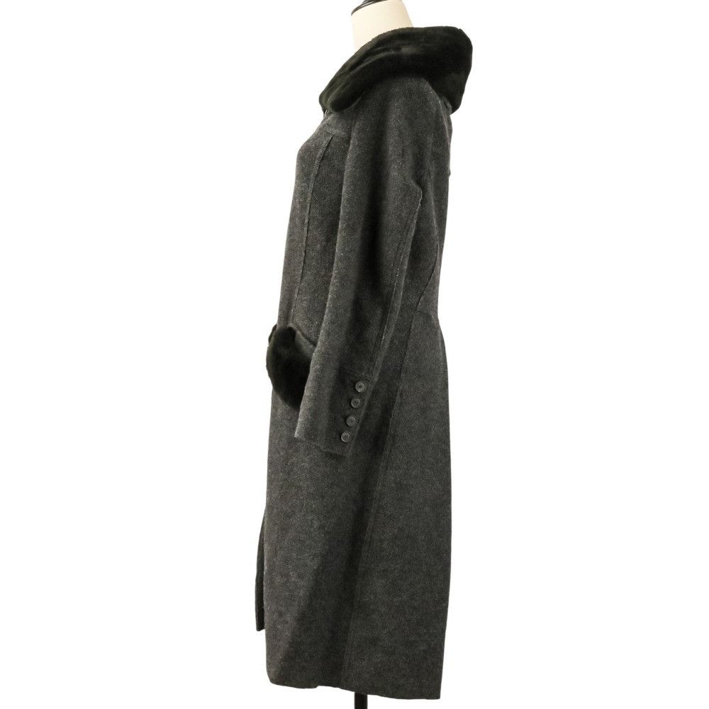 Other Other FOXEY Nutria Fur Wool Silk Cashmere Knit Long Coat Textile Outerwear 37782 DUTY FREE for USA Size ONE SIZE - 3 Thumbnail