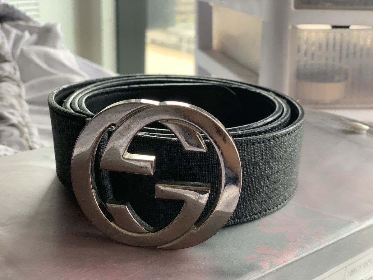Gucci Men Gucci Belt Black Grey Canvas Grailed