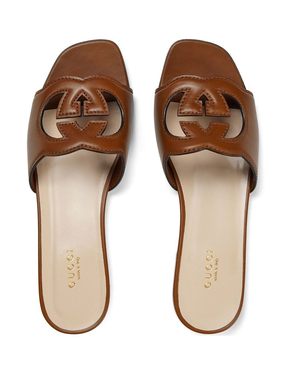 Gucci GUCCI CUT LEATHER FLAT SANDALS Size US 10.5 / IT 40.5 - 2 Thumbnail