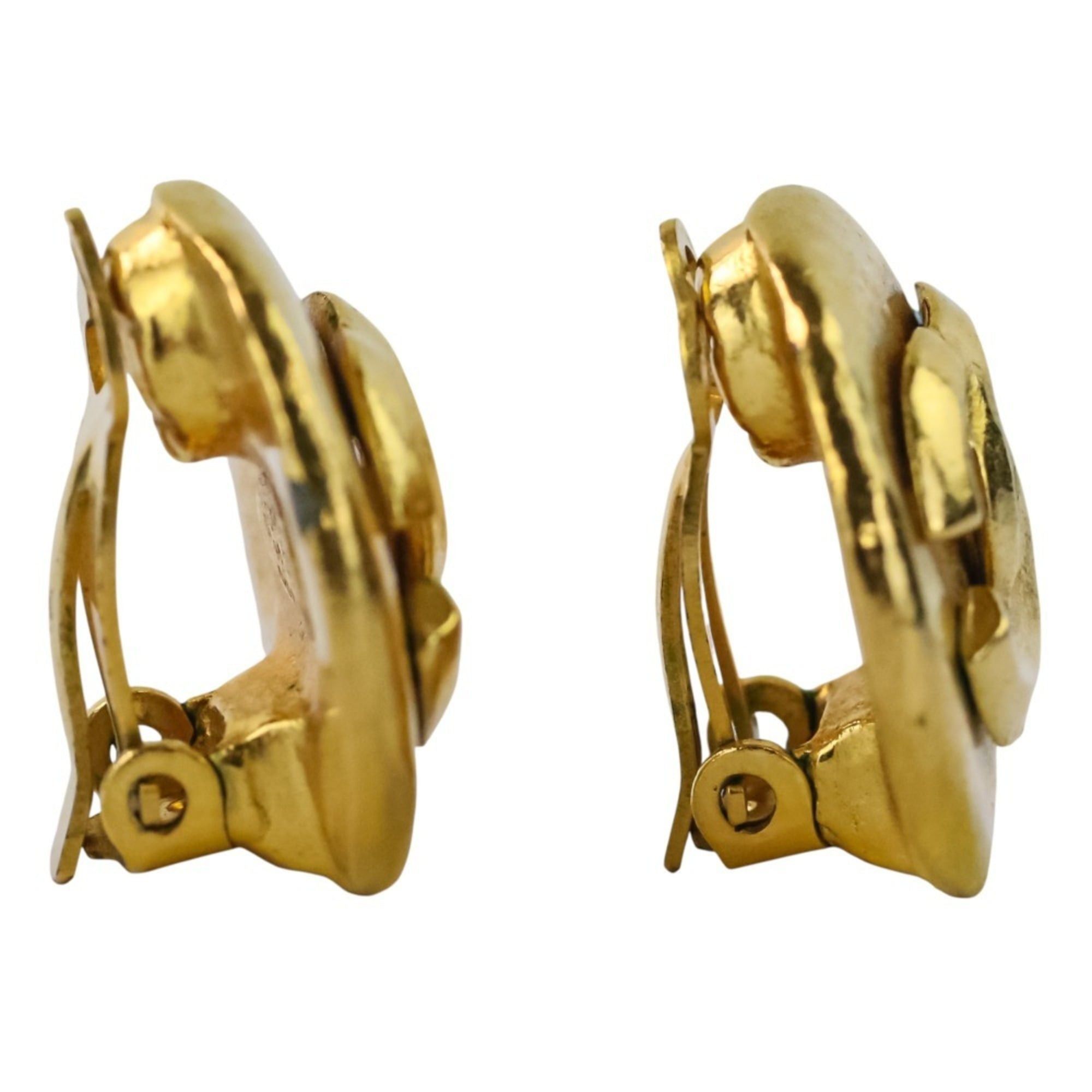 Chanel 96P CHANEL Coco Mark Circle Earrings, Gold, Women's Size ONE SIZE - 5 Thumbnail