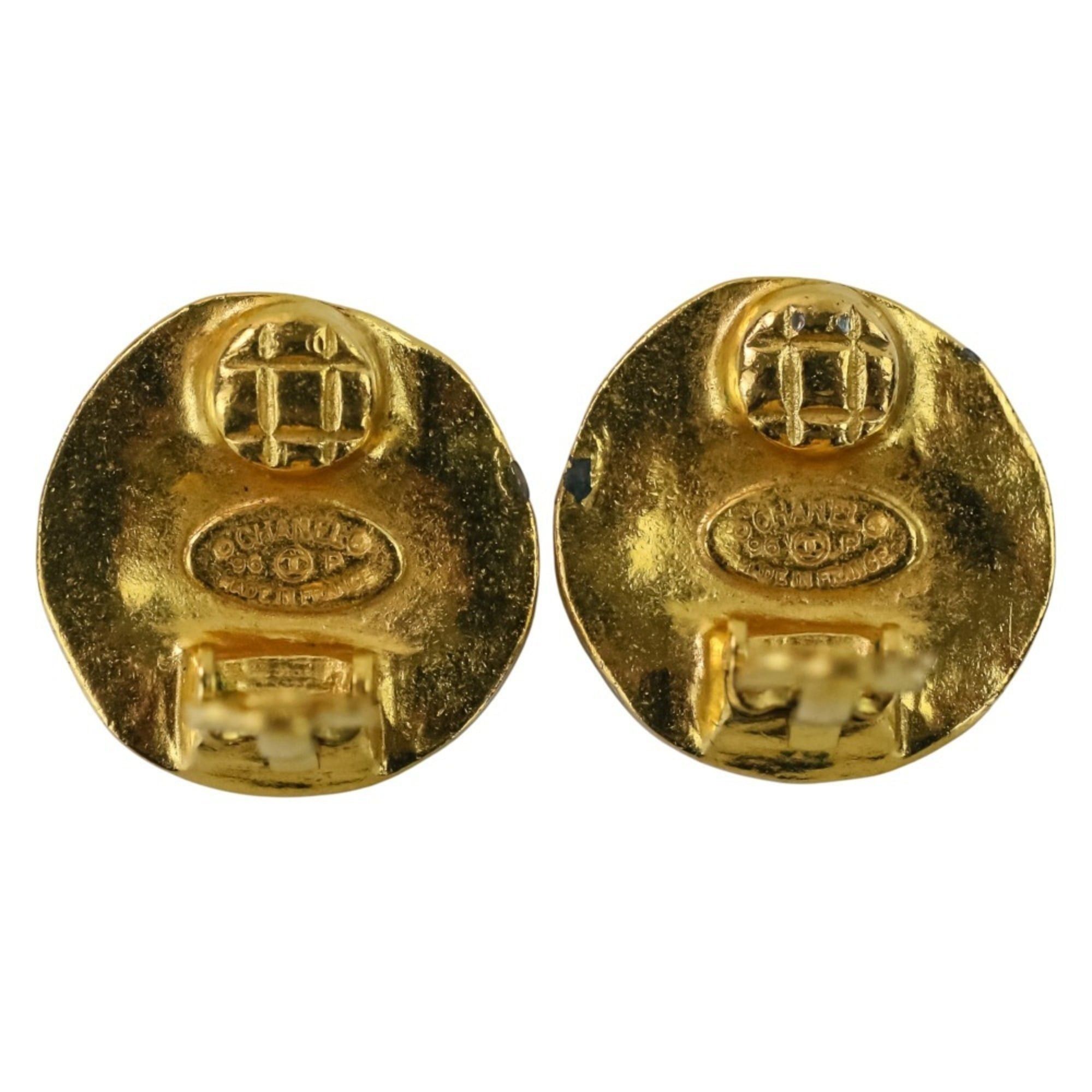Chanel 96P CHANEL Coco Mark Circle Earrings, Gold, Women's Size ONE SIZE - 9 Thumbnail