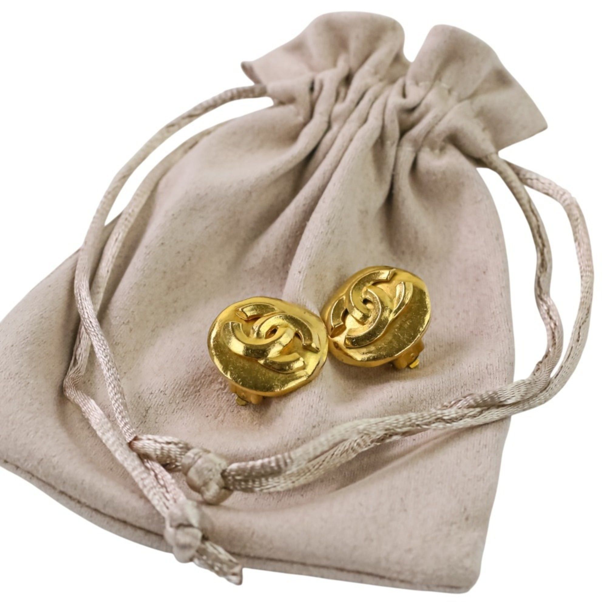 Chanel 96P CHANEL Coco Mark Circle Earrings, Gold, Women's Size ONE SIZE - 12 Thumbnail