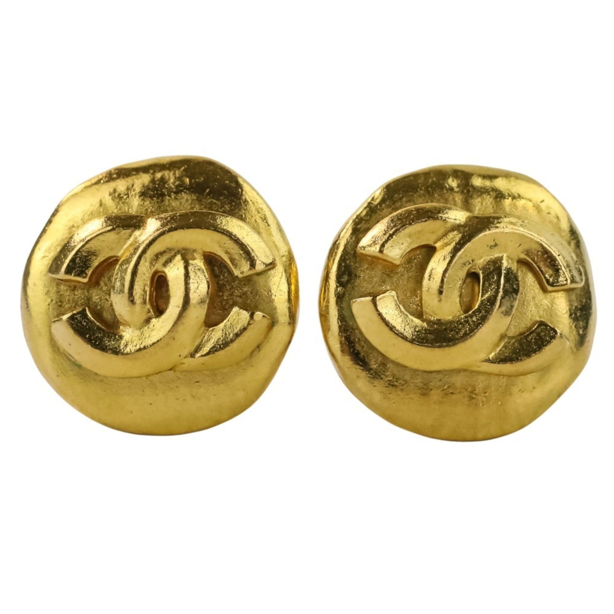 Chanel 96P CHANEL Coco Mark Circle Earrings, Gold, Women's Size ONE SIZE - 3 Thumbnail