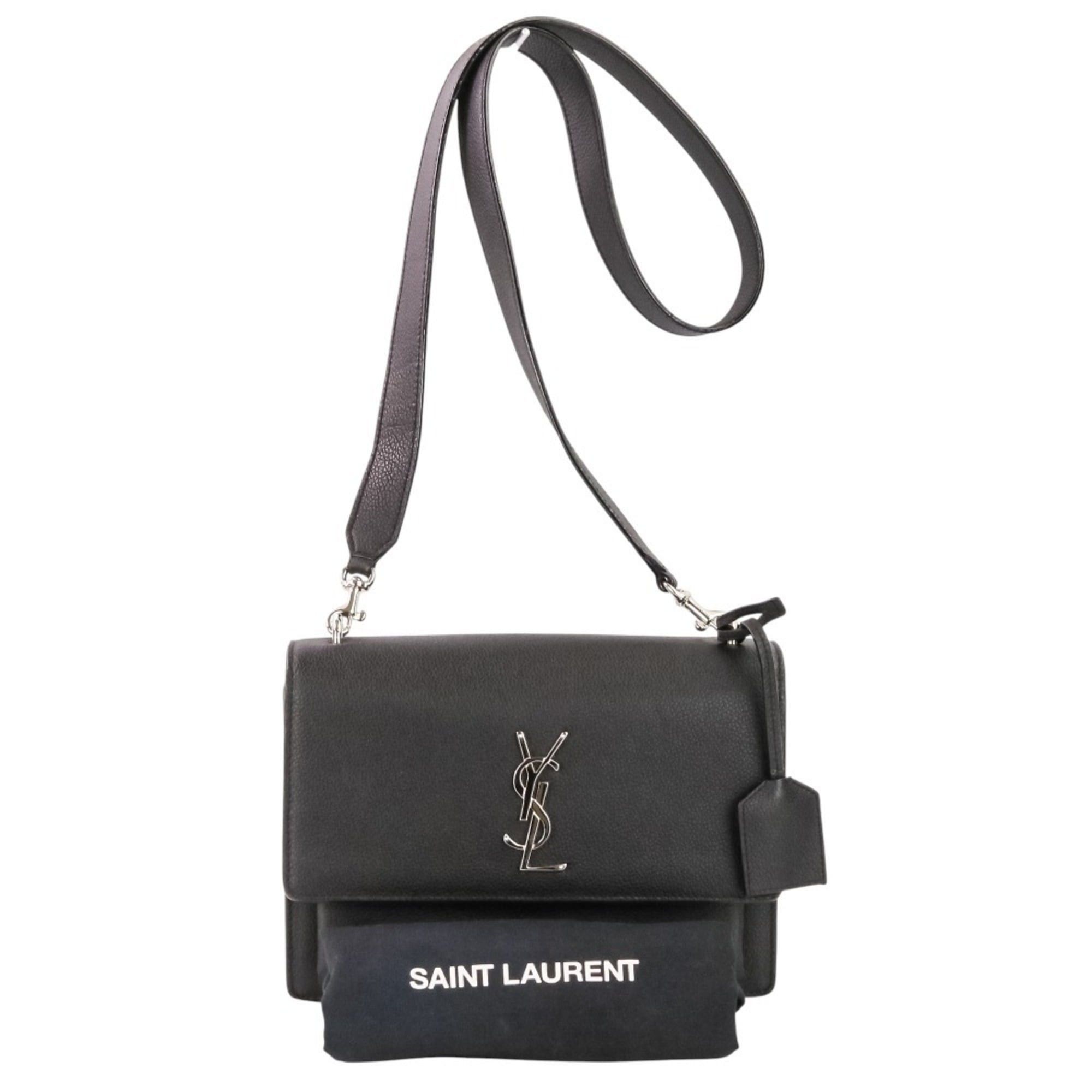 Yves Saint Laurent Yves Saint Laurent SAINT LAURENT PARIS Sunset Cassandra Flap Leather Shoulder Bag in Black for Women Size ONE SIZE - 9 Thumbnail