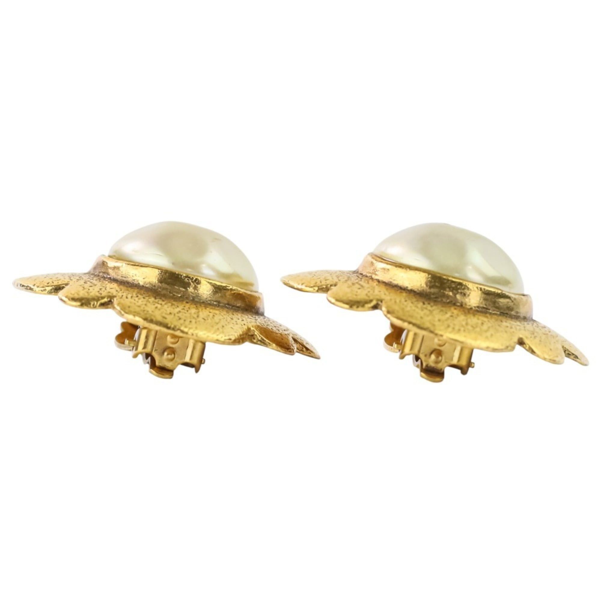 Chanel CHANEL Vintage Faux Pearl Earrings, Gold, Women's Size ONE SIZE - 3 Thumbnail