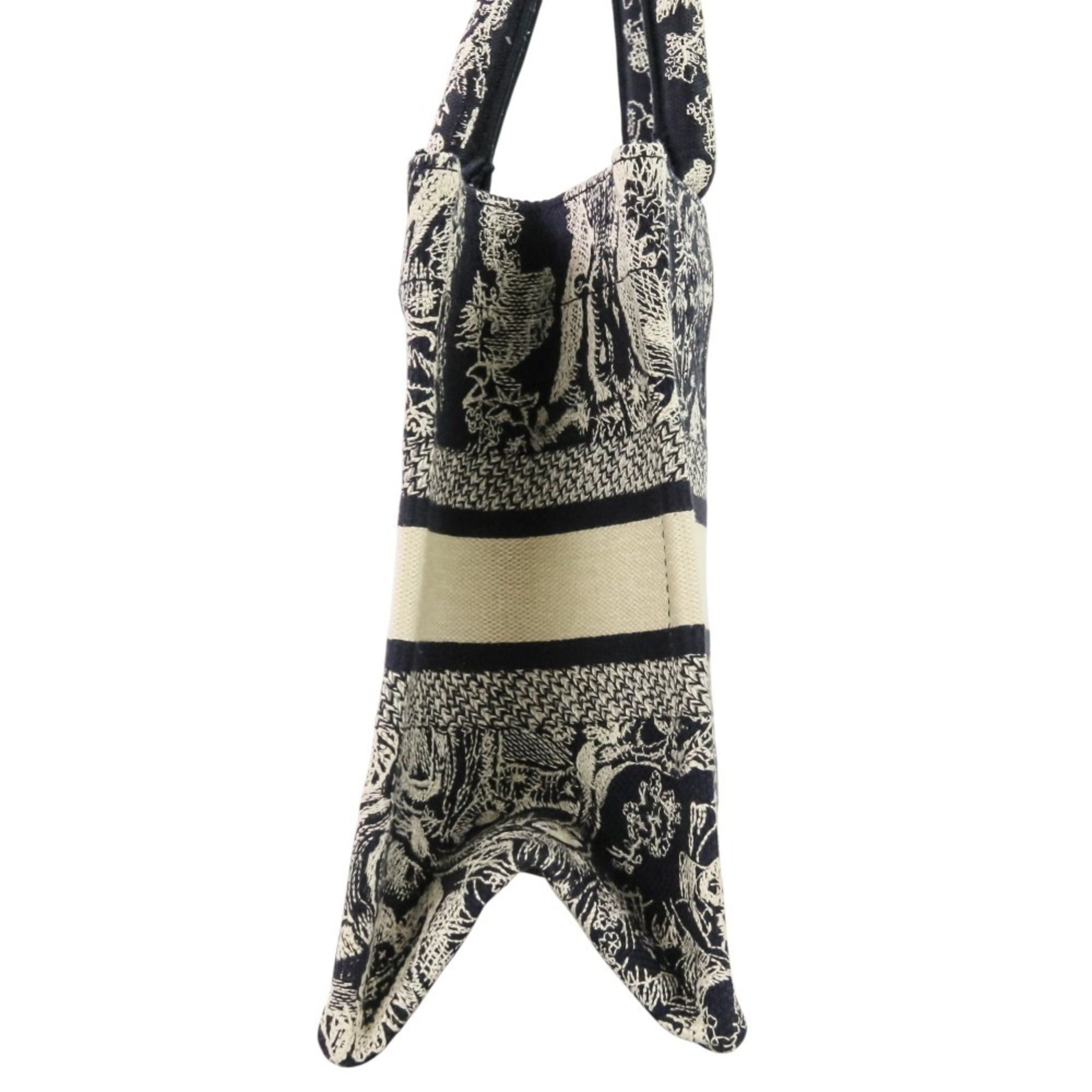 Dior Christian Dior Toile de Jouy Book Tote Canvas Embroidered Handbag Small 50-MA-1221 Navy Women's Size ONE SIZE - 4 Thumbnail