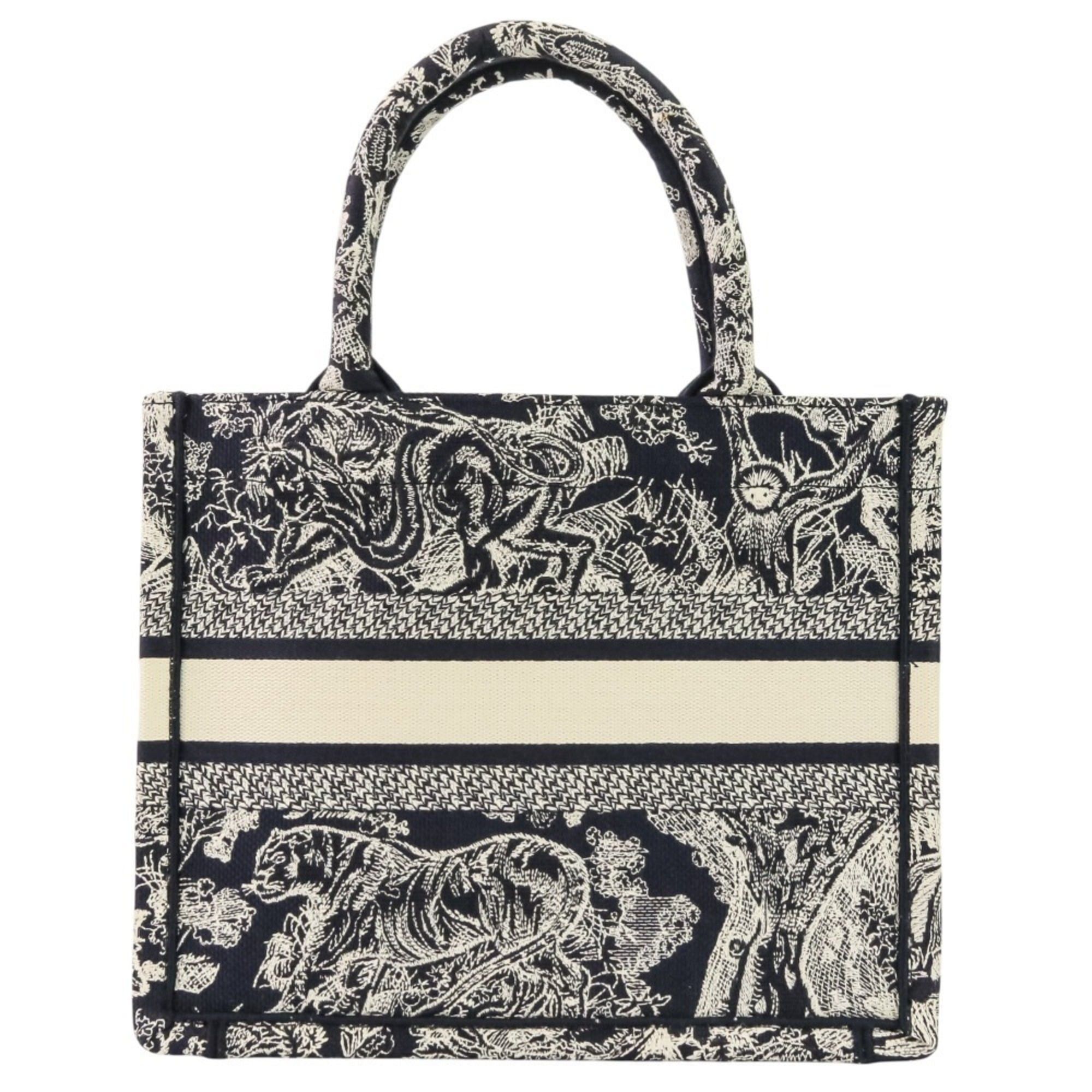 Dior Christian Dior Toile de Jouy Book Tote Canvas Embroidered Handbag Small 50-MA-1221 Navy Women's Size ONE SIZE - 3 Thumbnail