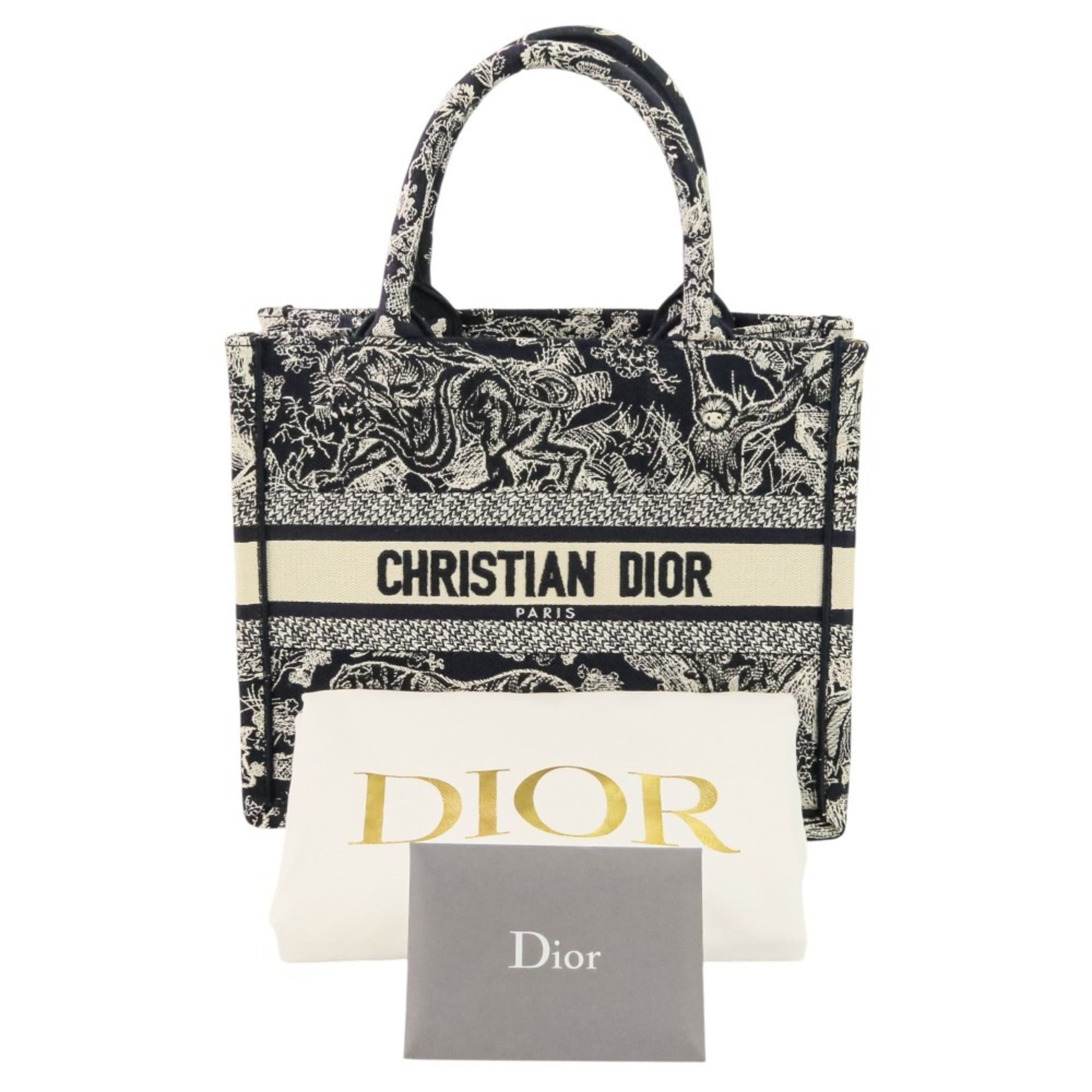 Dior Christian Dior Toile de Jouy Book Tote Canvas Embroidered Handbag Small 50-MA-1221 Navy Women's Size ONE SIZE - 10 Thumbnail