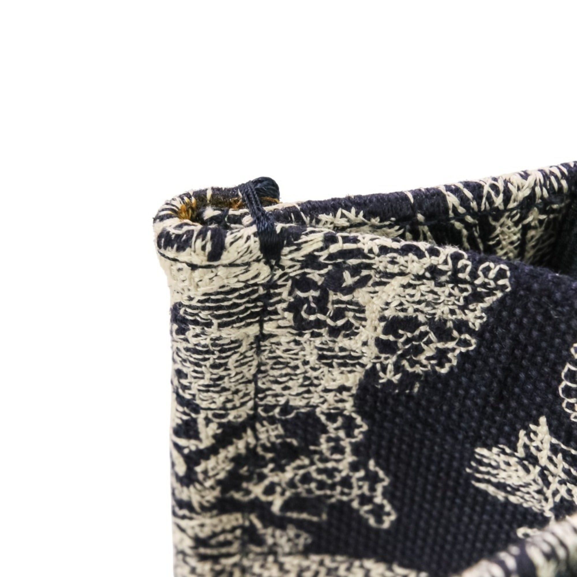 Dior Christian Dior Toile de Jouy Book Tote Canvas Embroidered Handbag Small 50-MA-1221 Navy Women's Size ONE SIZE - 12 Thumbnail
