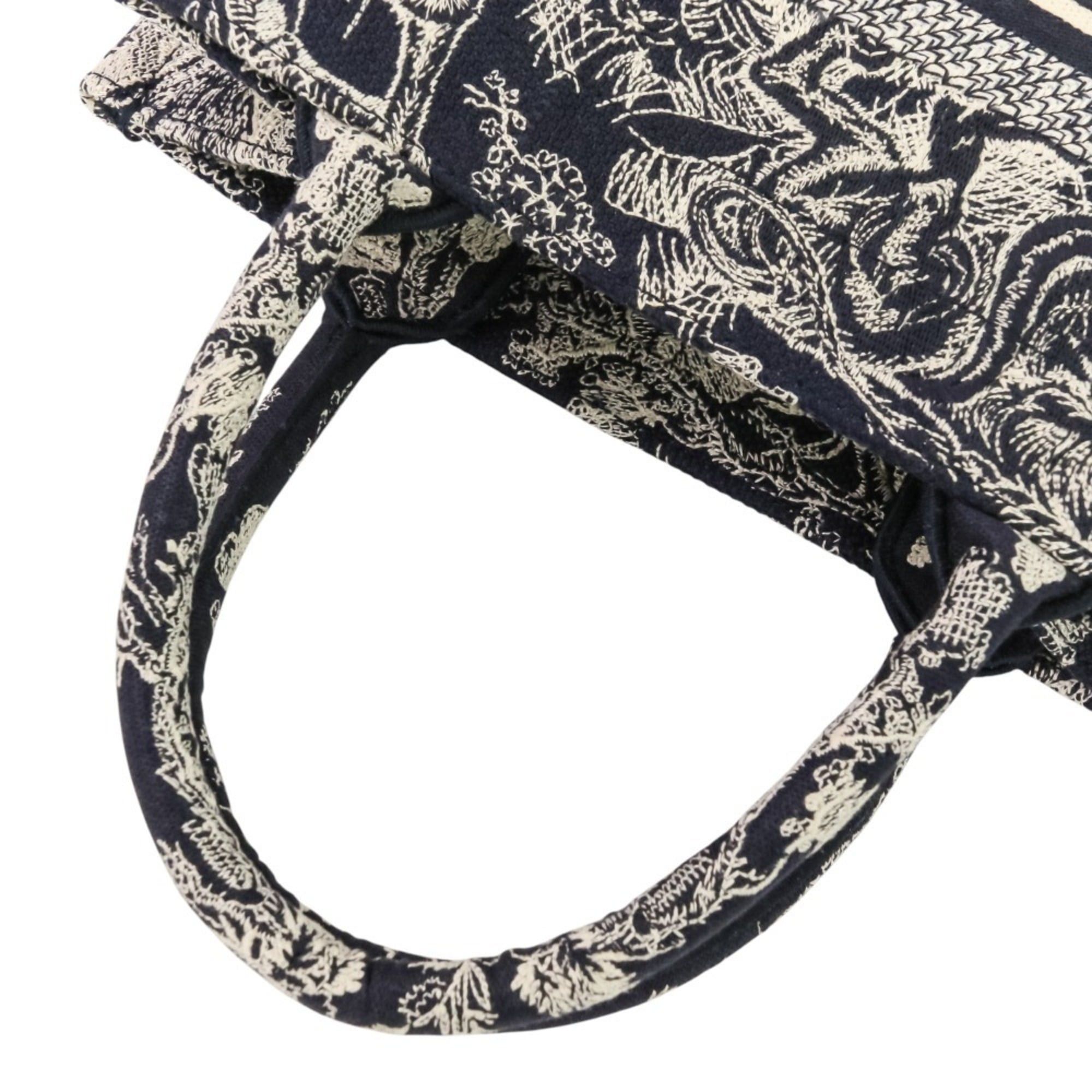 Dior Christian Dior Toile de Jouy Book Tote Canvas Embroidered Handbag Small 50-MA-1221 Navy Women's Size ONE SIZE - 6 Thumbnail