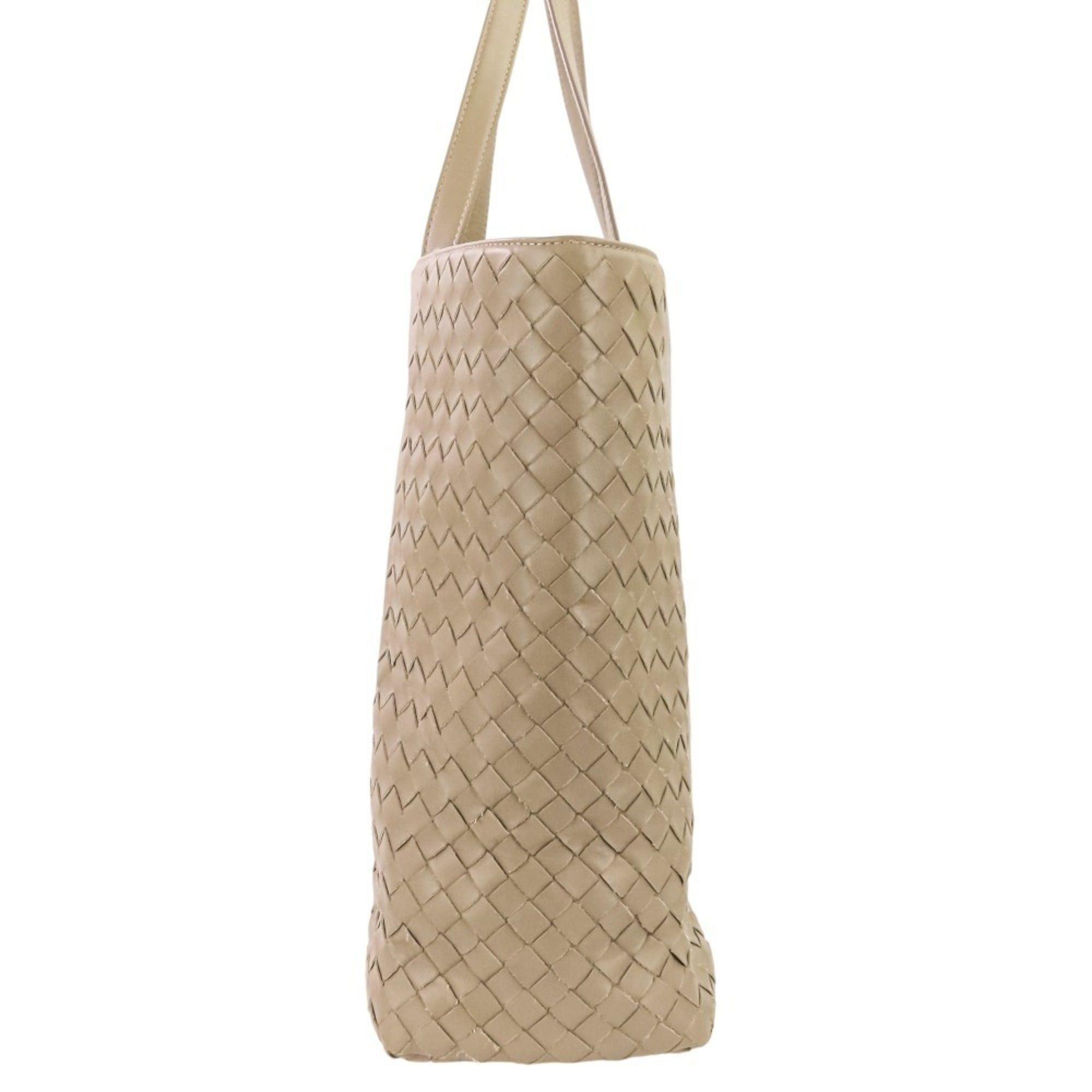 Bottega Veneta BOTTEGA VENETA Side Intrecciato Leather Tote Bag in Greige for Men and Women Size ONE SIZE - 3 Thumbnail