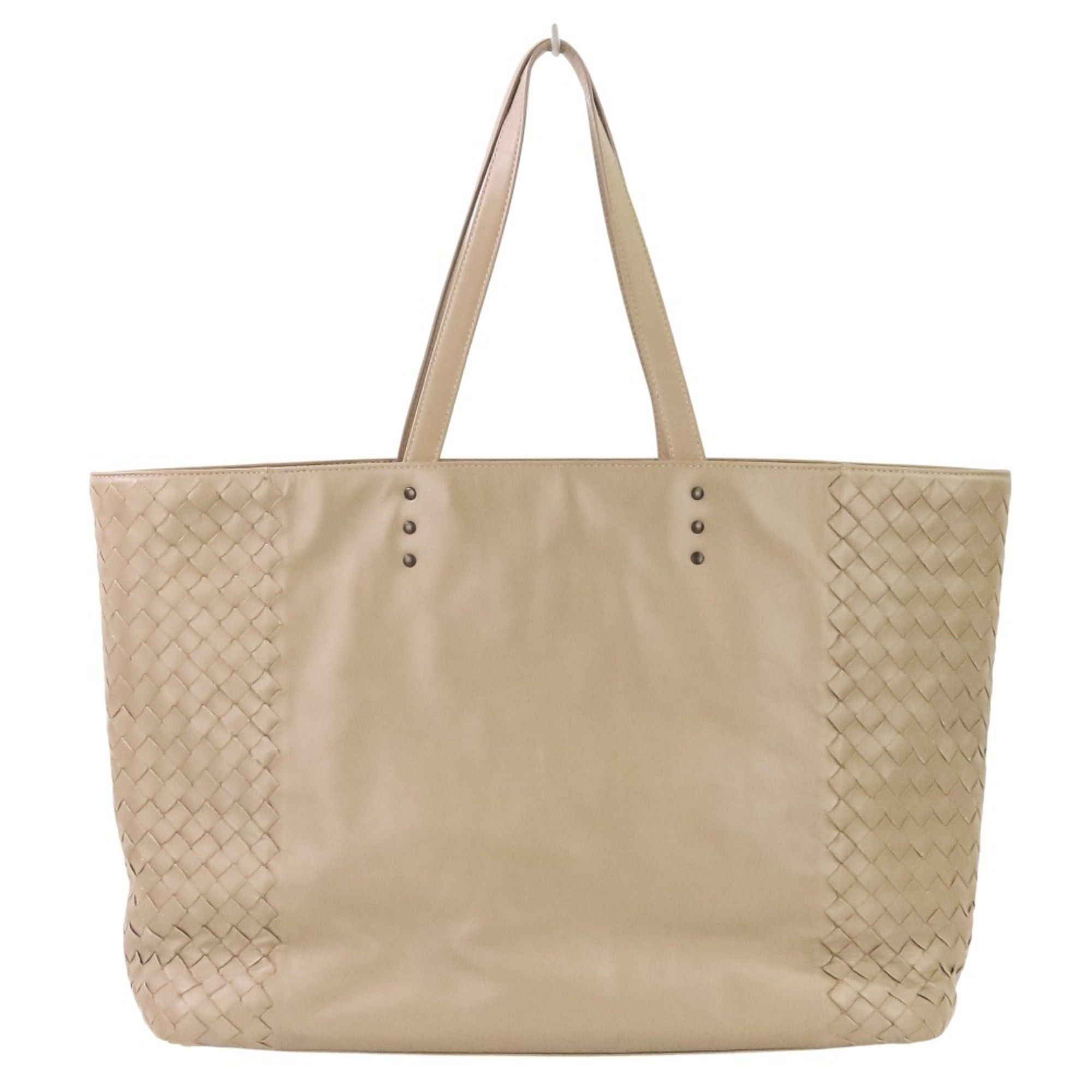 Bottega Veneta BOTTEGA VENETA Side Intrecciato Leather Tote Bag in Greige for Men and Women Size ONE SIZE - 2 Thumbnail