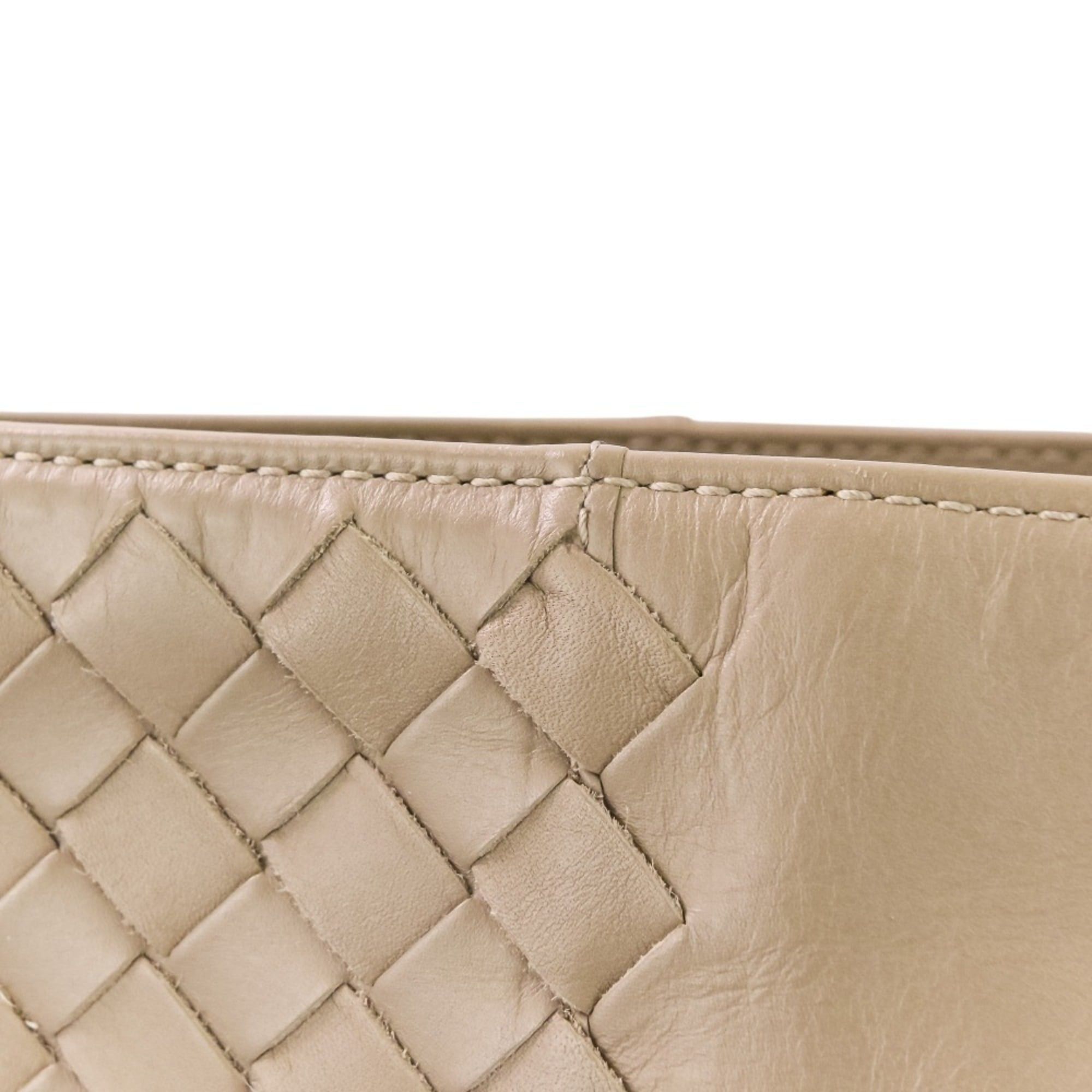 Bottega Veneta BOTTEGA VENETA Side Intrecciato Leather Tote Bag in Greige for Men and Women Size ONE SIZE - 12 Thumbnail