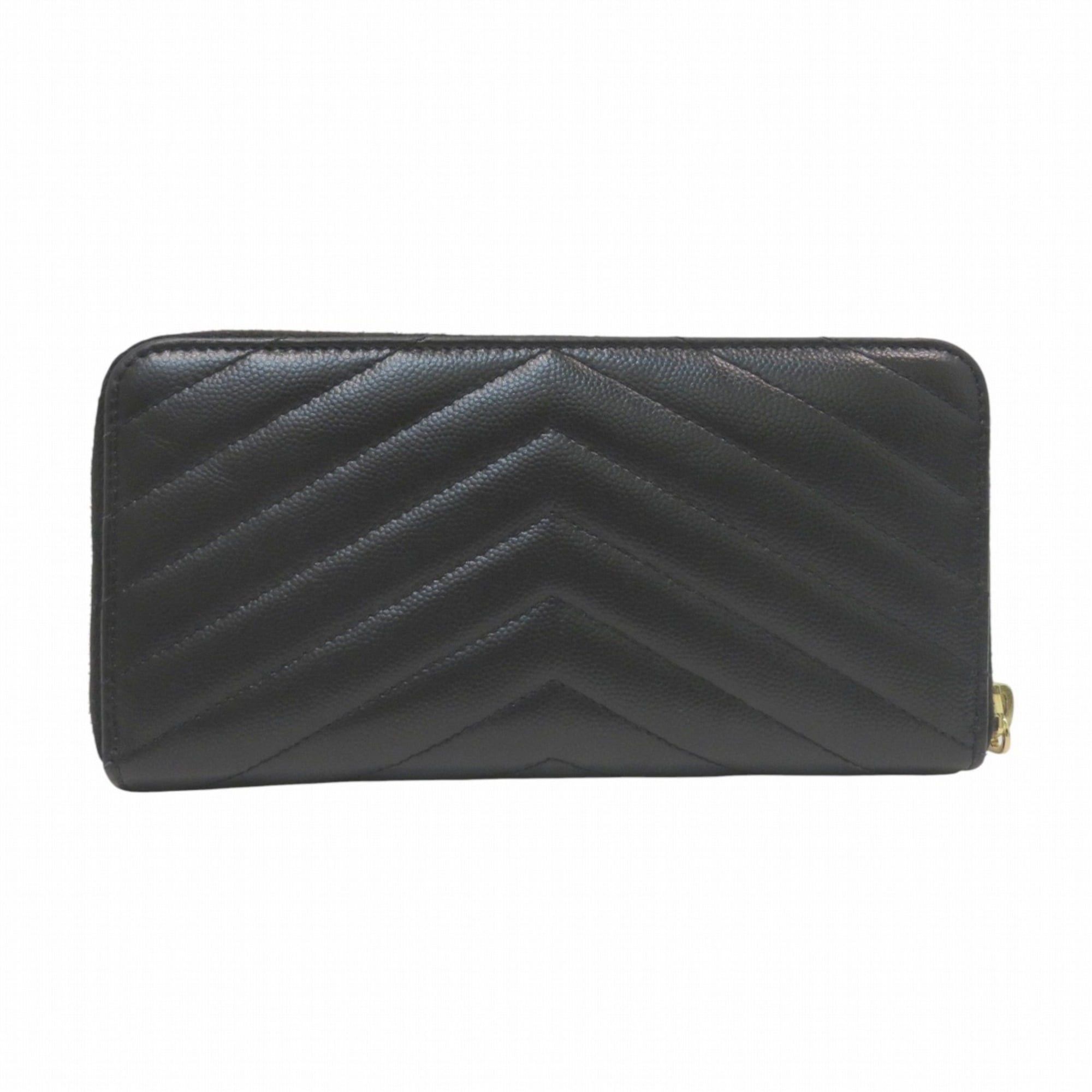 Yves Saint Laurent Yves Saint Laurent Monogram Leather Long Wallet with V-Stitching and Zip-Around Design (358094) - Free Shipping Size ONE SIZE - 2 Thumbnail
