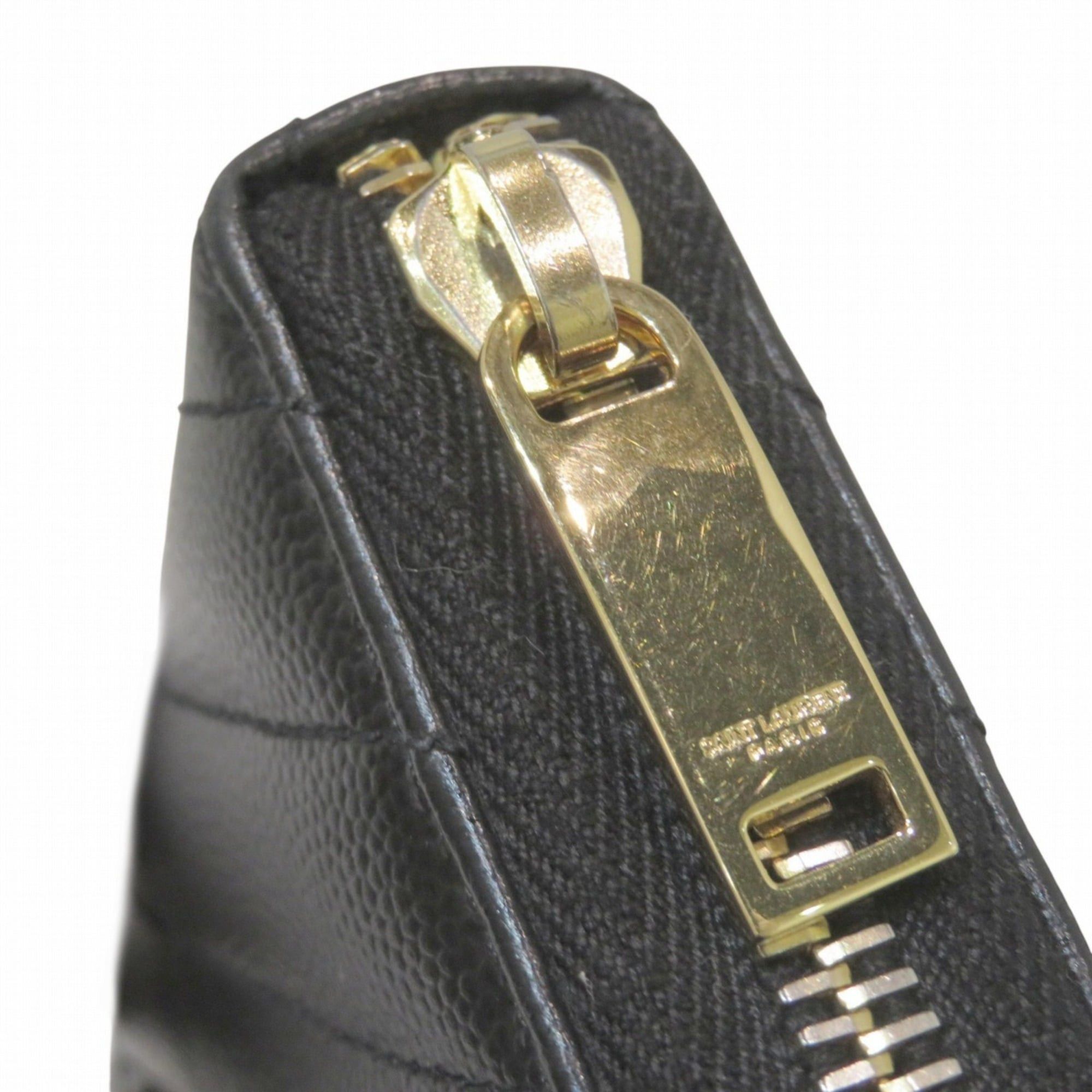 Yves Saint Laurent Yves Saint Laurent Monogram Leather Long Wallet with V-Stitching and Zip-Around Design (358094) - Free Shipping Size ONE SIZE - 7 Thumbnail