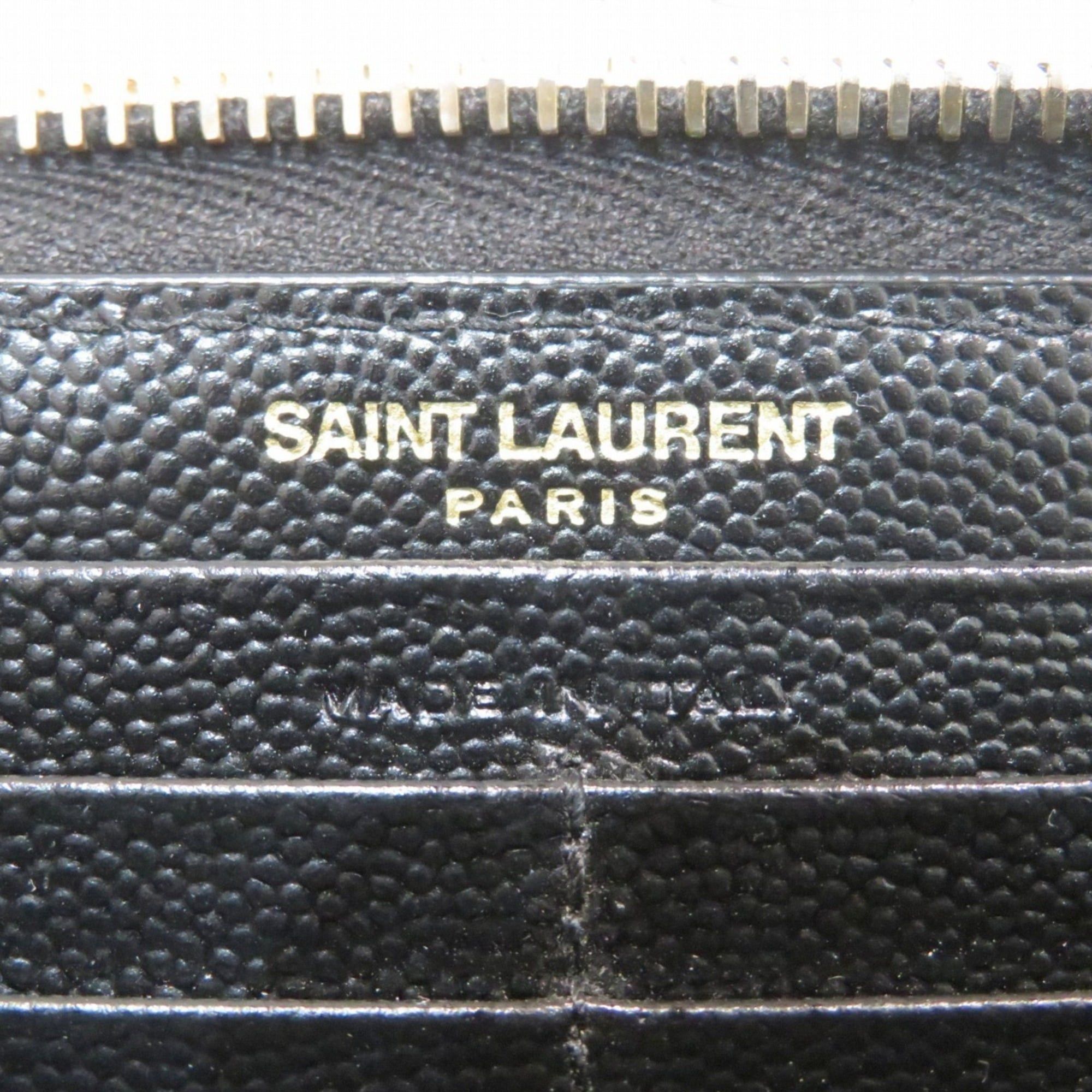 Yves Saint Laurent Yves Saint Laurent Monogram Leather Long Wallet with V-Stitching and Zip-Around Design (358094) - Free Shipping Size ONE SIZE - 4 Thumbnail