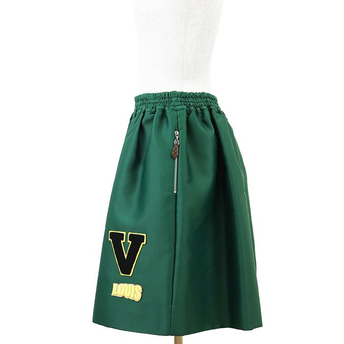 Louis Vuitton Louis Vuitton Louis Vuitton V Logo Patch & Embroidery Technical Jersey Silk Blend Skirt Textile Skirts DUTY FREE for USA Size ONE SIZE - 5 Thumbnail