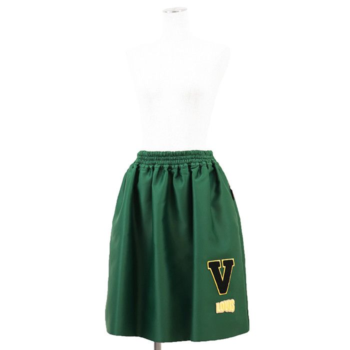 Louis Vuitton Louis Vuitton Louis Vuitton V Logo Patch & Embroidery Technical Jersey Silk Blend Skirt Textile Skirts DUTY FREE for USA Size ONE SIZE - 2 Thumbnail