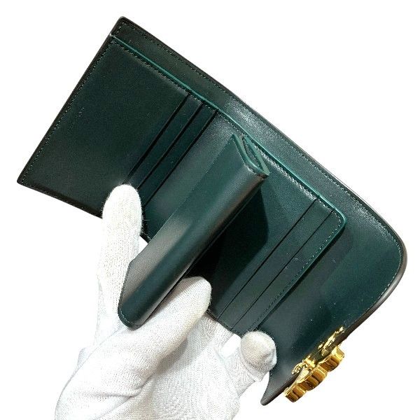 Celine Celine Celine Triomphe Small Flap Calf Leather Wallet Leather Short Wallet 10D783DPU31AN DUTY FREE for USA Size ONE SIZE - 3 Thumbnail