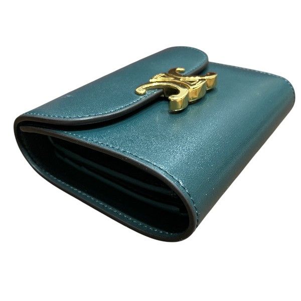 Celine Celine Celine Triomphe Small Flap Calf Leather Wallet Leather Short Wallet 10D783DPU31AN DUTY FREE for USA Size ONE SIZE - 9 Thumbnail